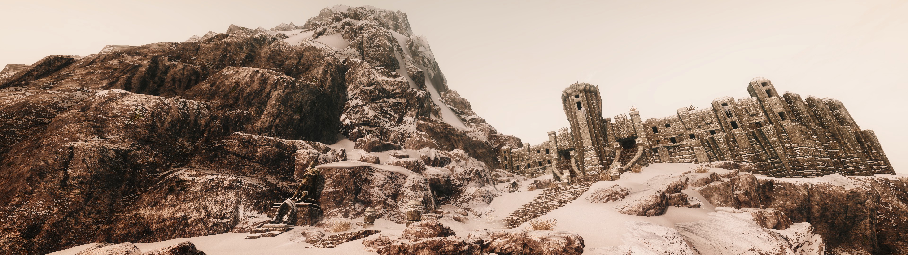 The Elder Scrolls V: Skyrim, Multiple Display, Mods, Landscape, Snow, Mountain Wallpaper HD / Desktop and Mobile Background