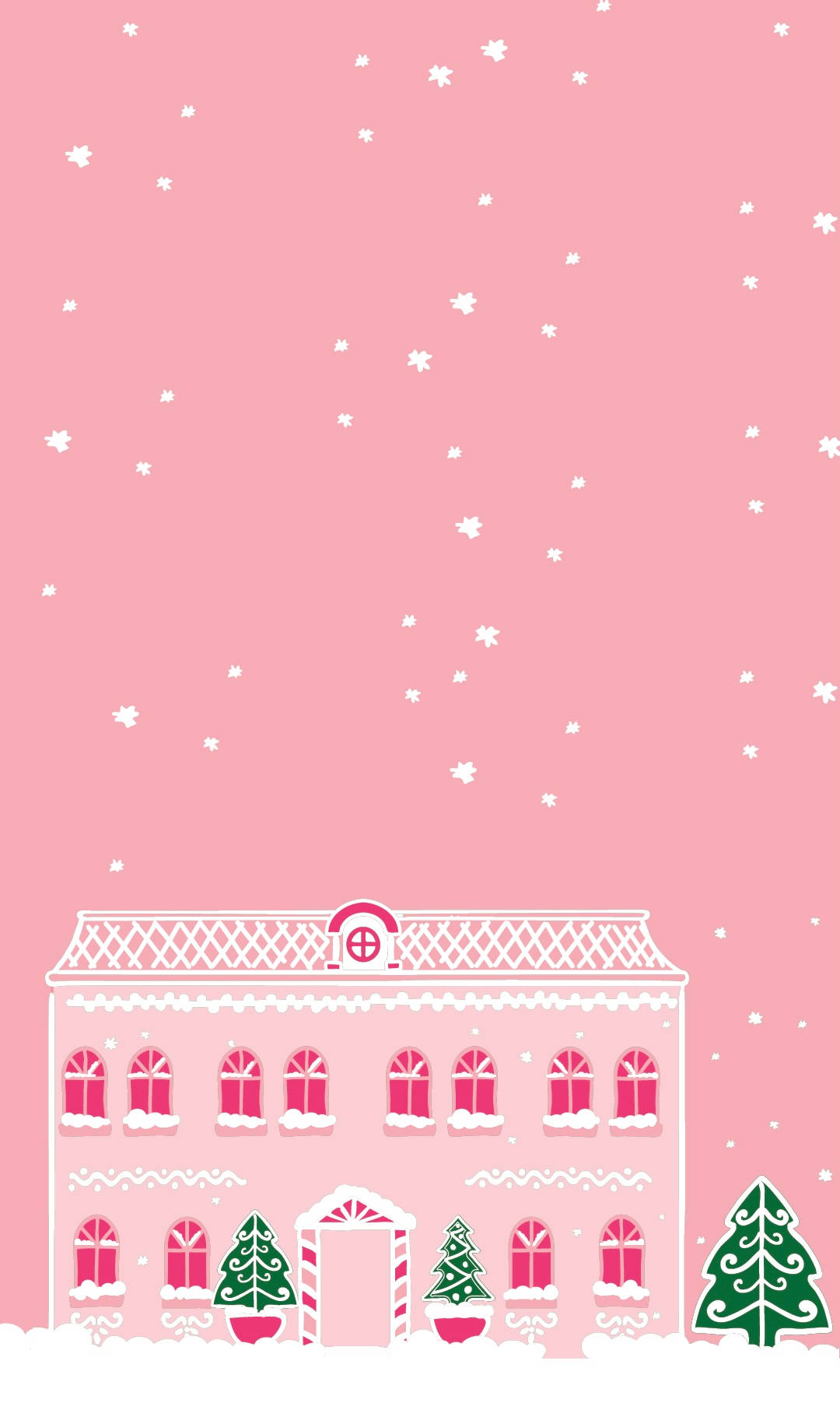 Download Cute Pink Christmas House Wallpaper