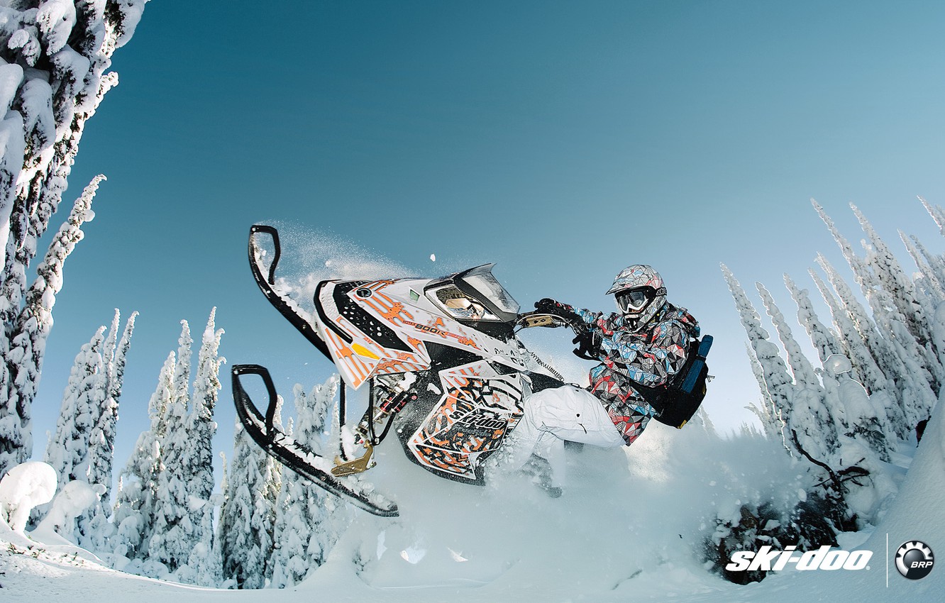 Wallpaper Forest, Snow, Jump, Sport, 154, Sport, Snow, Snowmobile, Freeride, Snowmobile, Ski Doo, Brp, Skidoo Image For Desktop, Section спорт