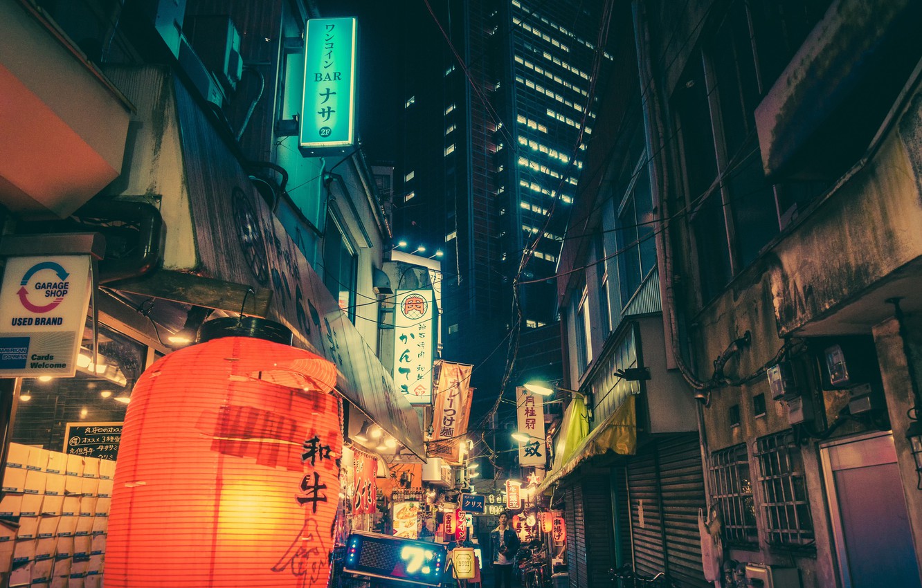Wallpaper Night, The city, Neon, Light, Tokyo, Lights, Tokyo, Signs, Masashi Wakasa image for desktop, section город