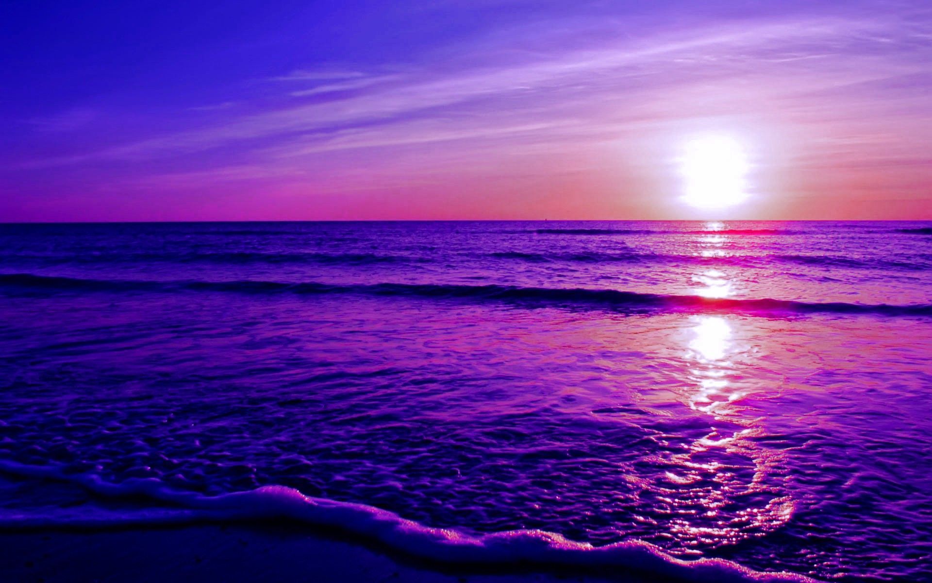 Ocean Purple Sunset Wallpaper