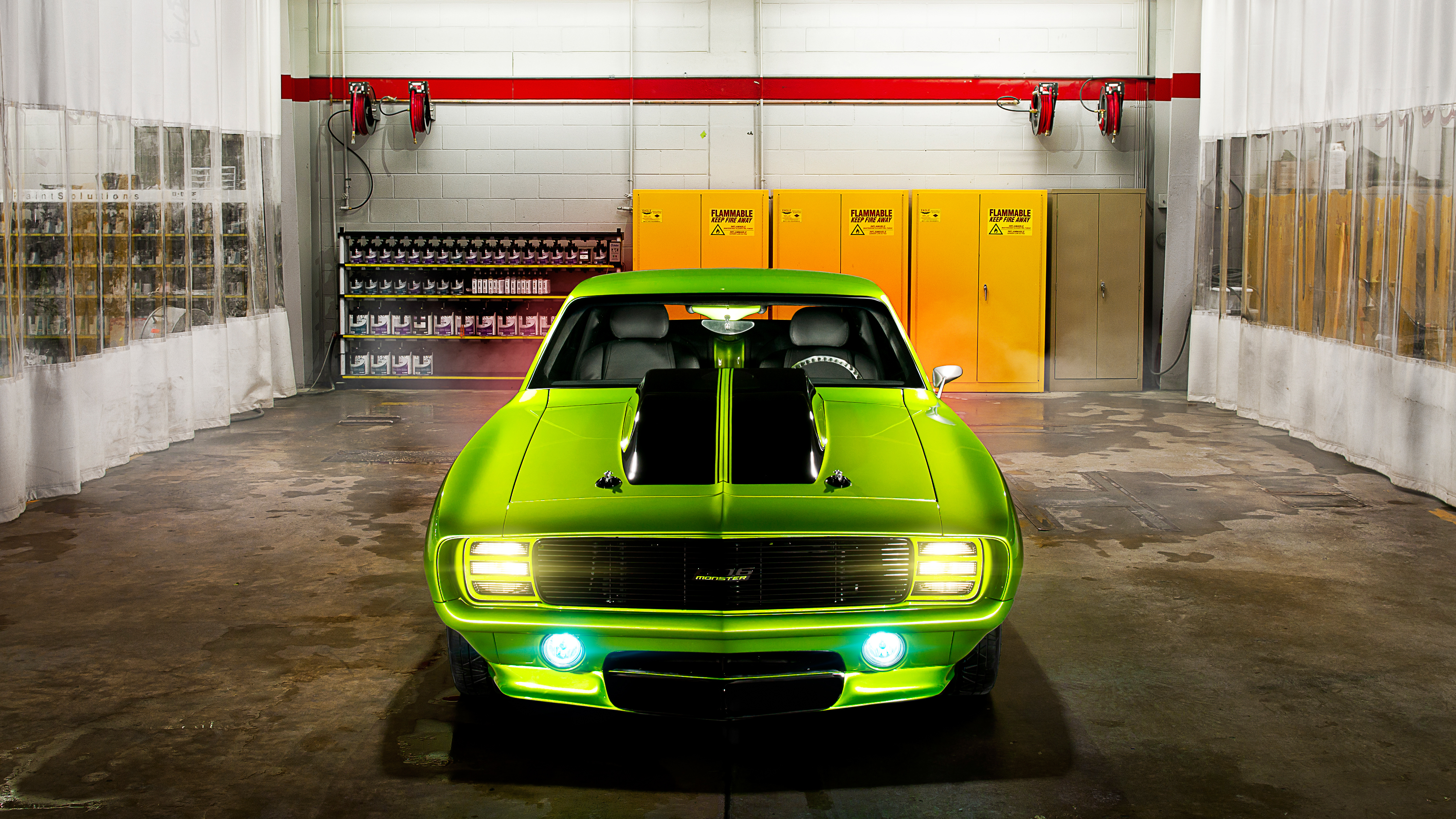 1969, Chevrolet Camaro SS, Green Monster, 4K Gallery HD Wallpaper
