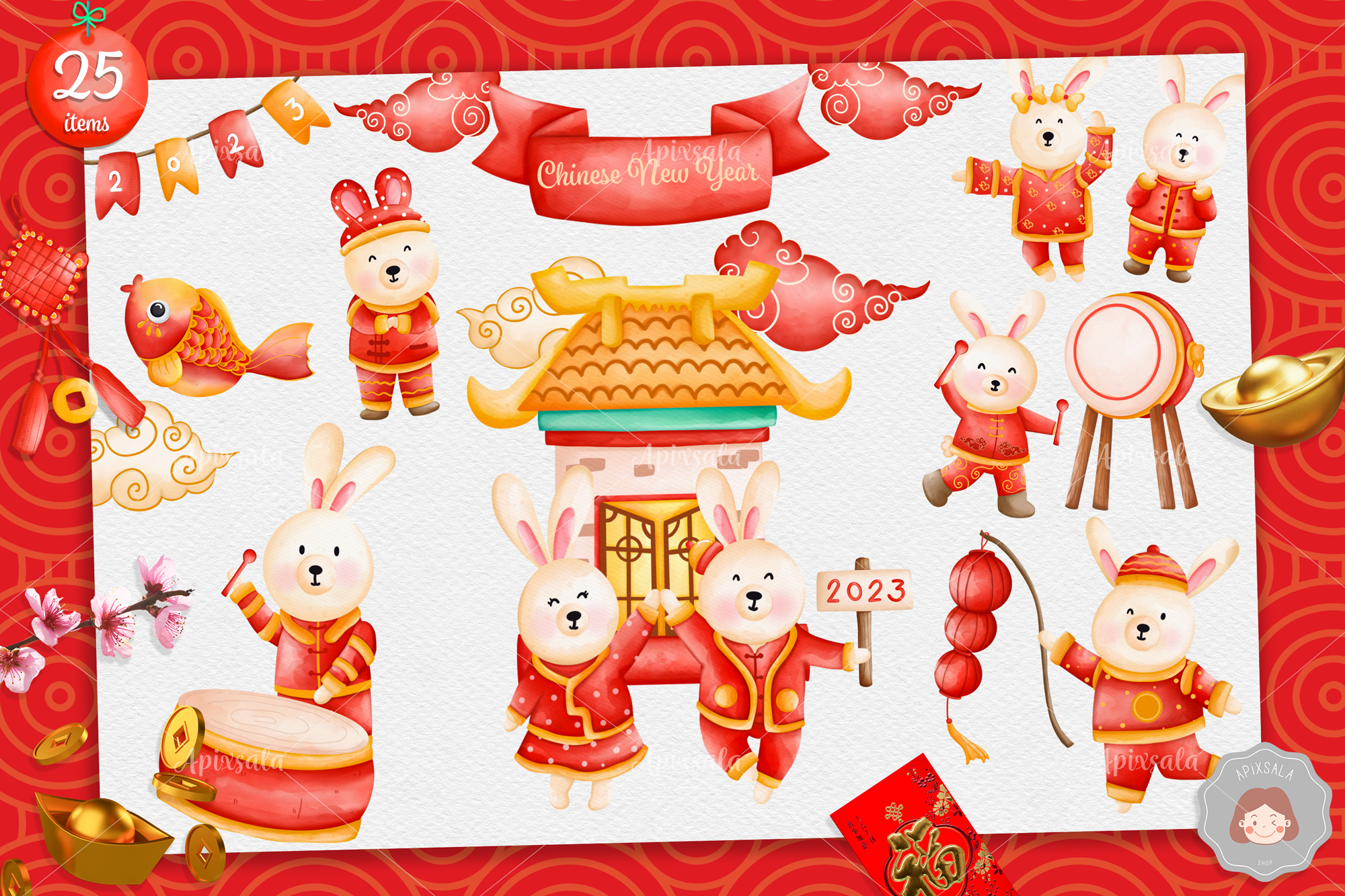 Chinese New Year Rabbit. Rabbit Zodiac 2023 By Apixsala