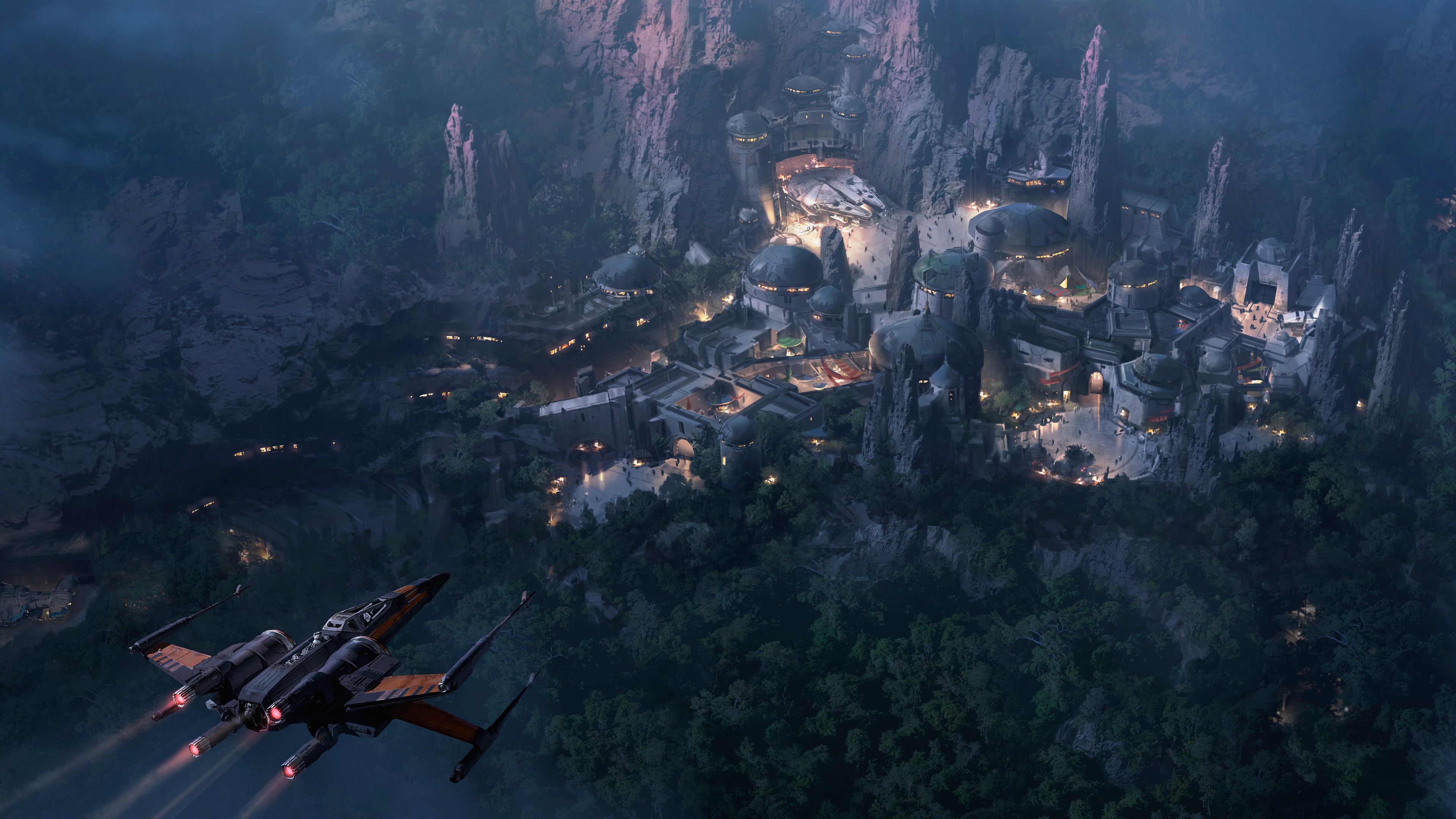 Wallpaper 4k Star Wars Land At Night Concept Art 4k Wallpaper