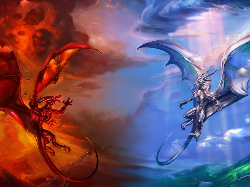 Fire Vs Ice Dragon Wallpapers - Wallpaper Cave