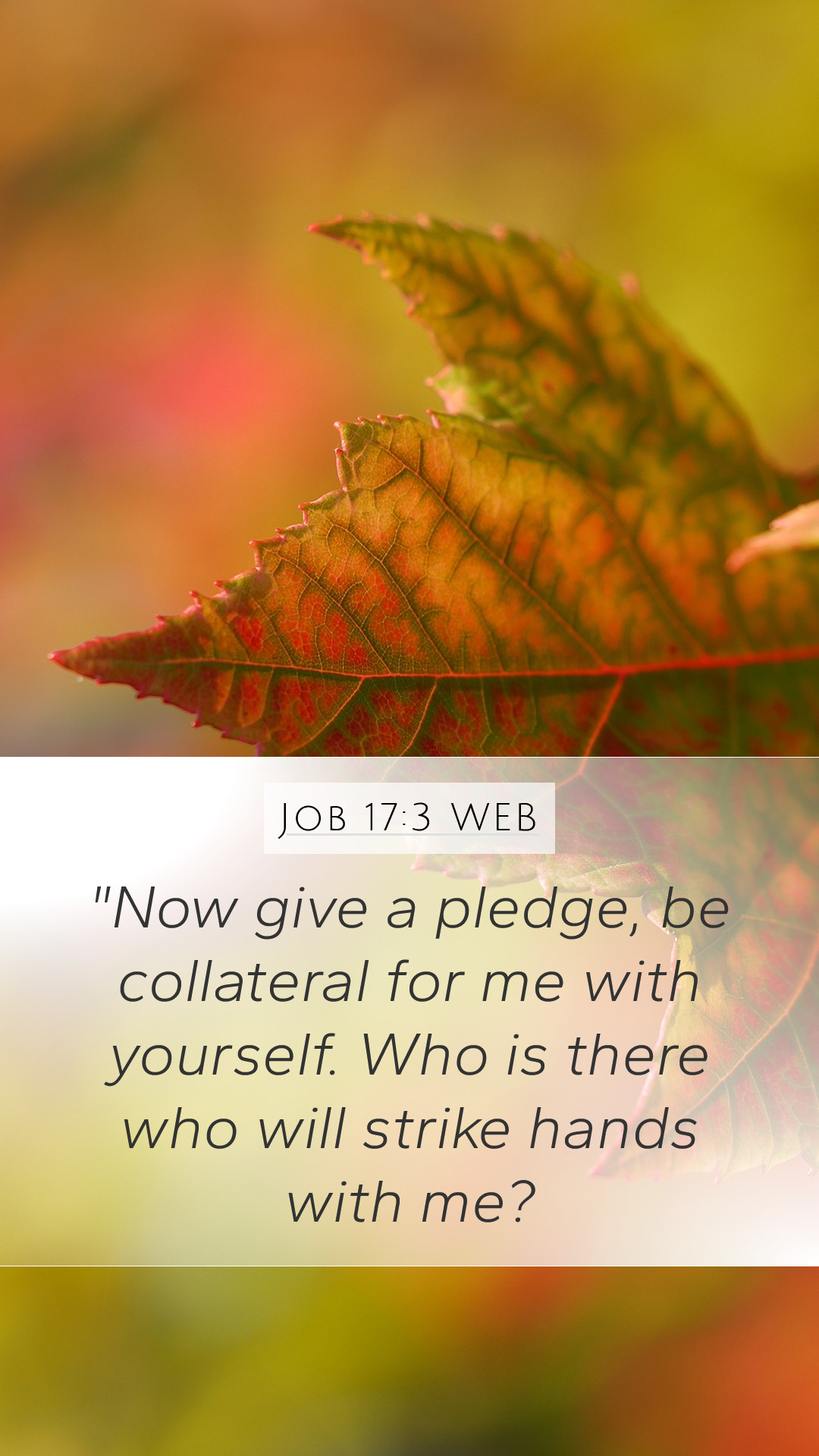 Job 17:3 WEB Mobile Phone Wallpaper give a pledge, be collateral for me with