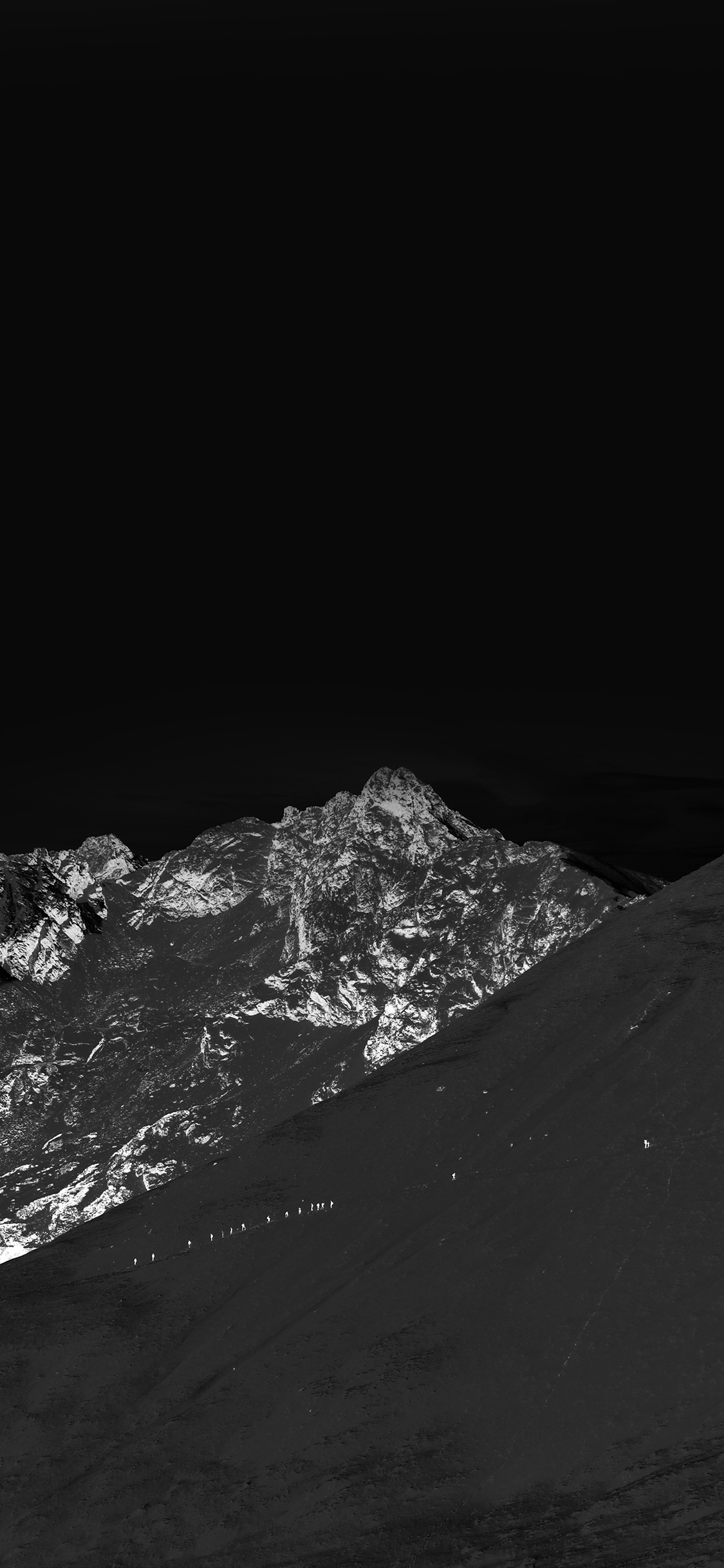 iPhone X wallpaper. winter mountain snow bw nature dark