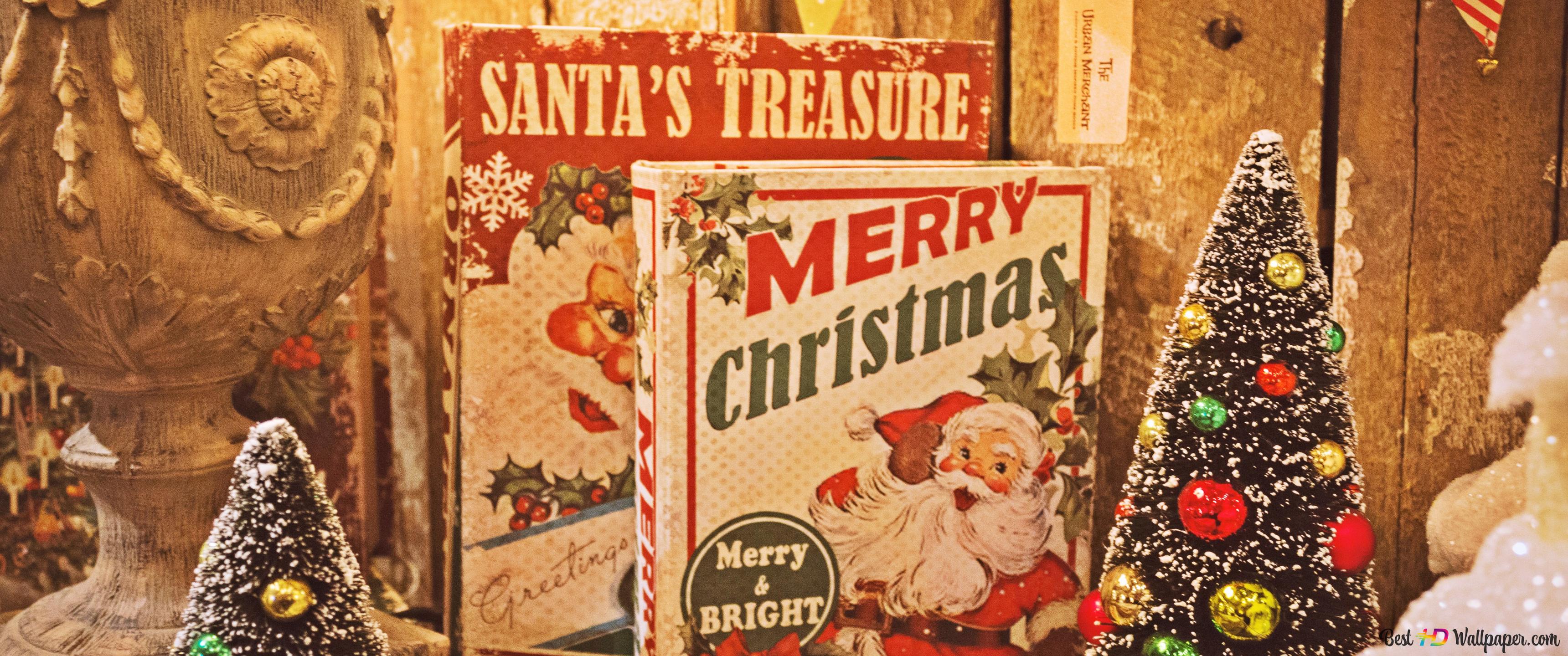 Vintage Christmas cards and decors 4K wallpaper download