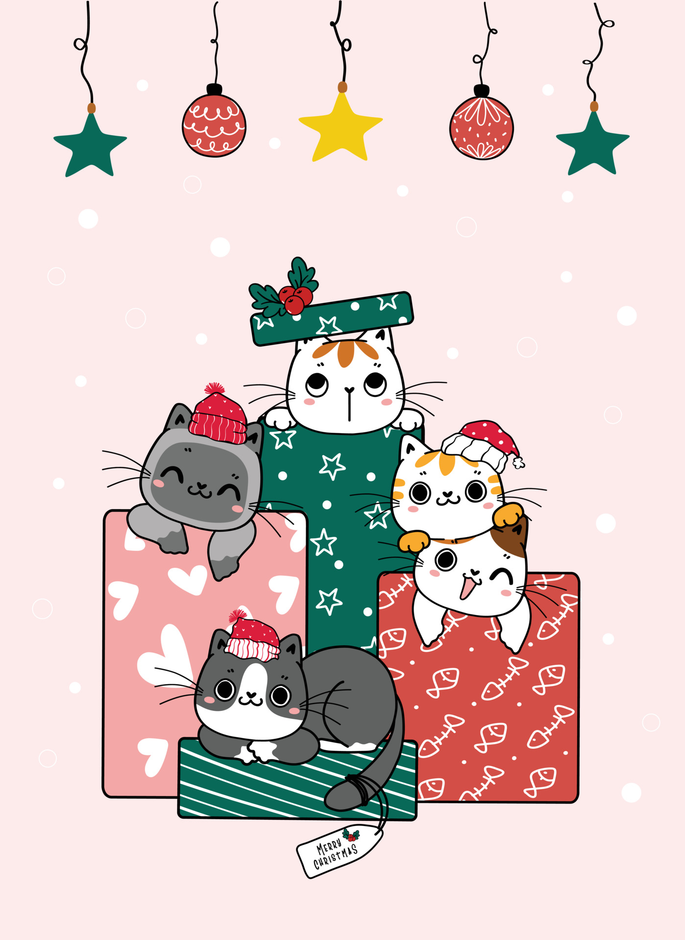 Christmas Cute Animal Background Bread Cat Snowflake Lovely Animal  Background Image And Wallpaper for Free Download