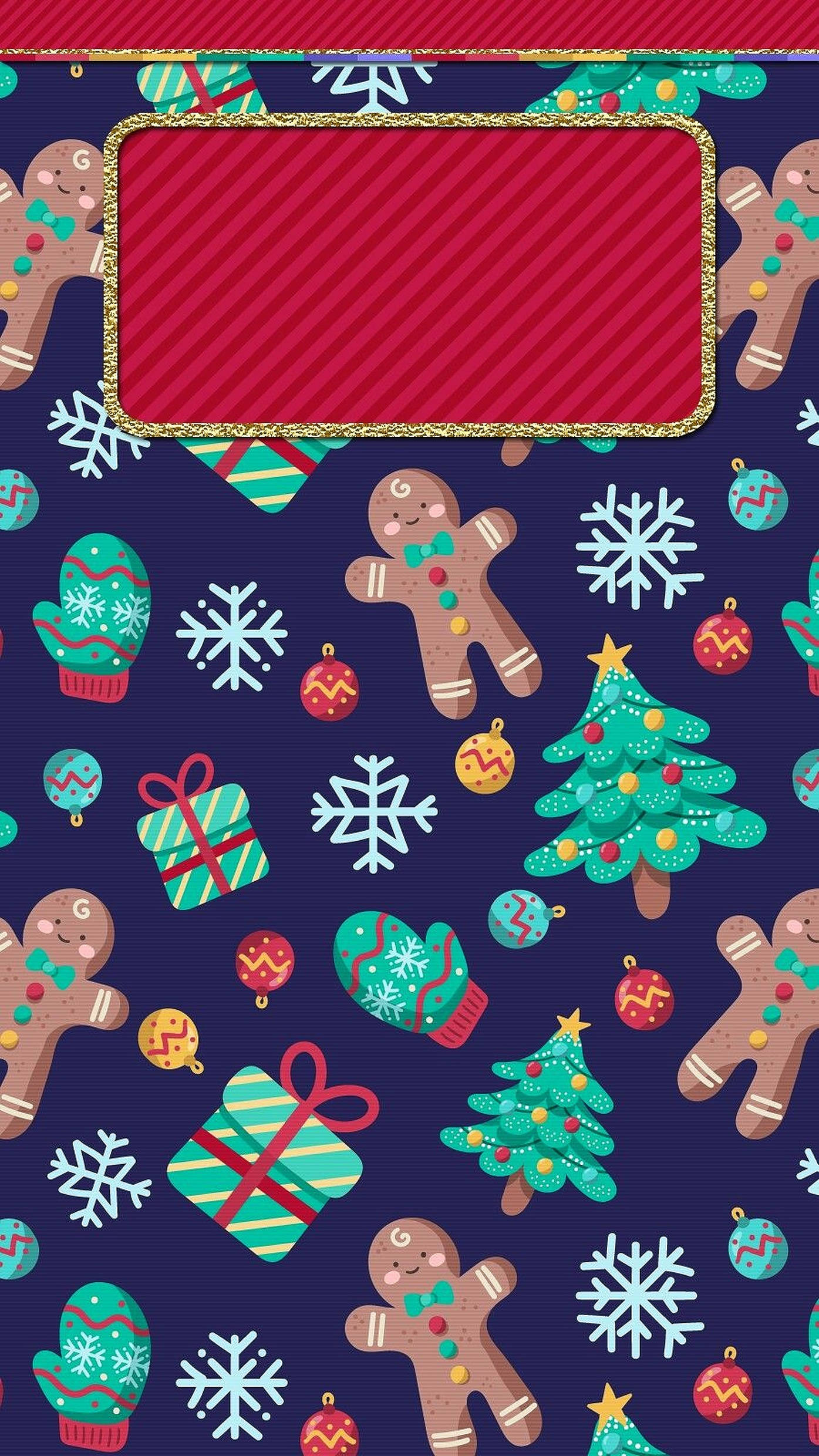 Download Cute Christmas Gingerbread Man Pattern Wallpaper
