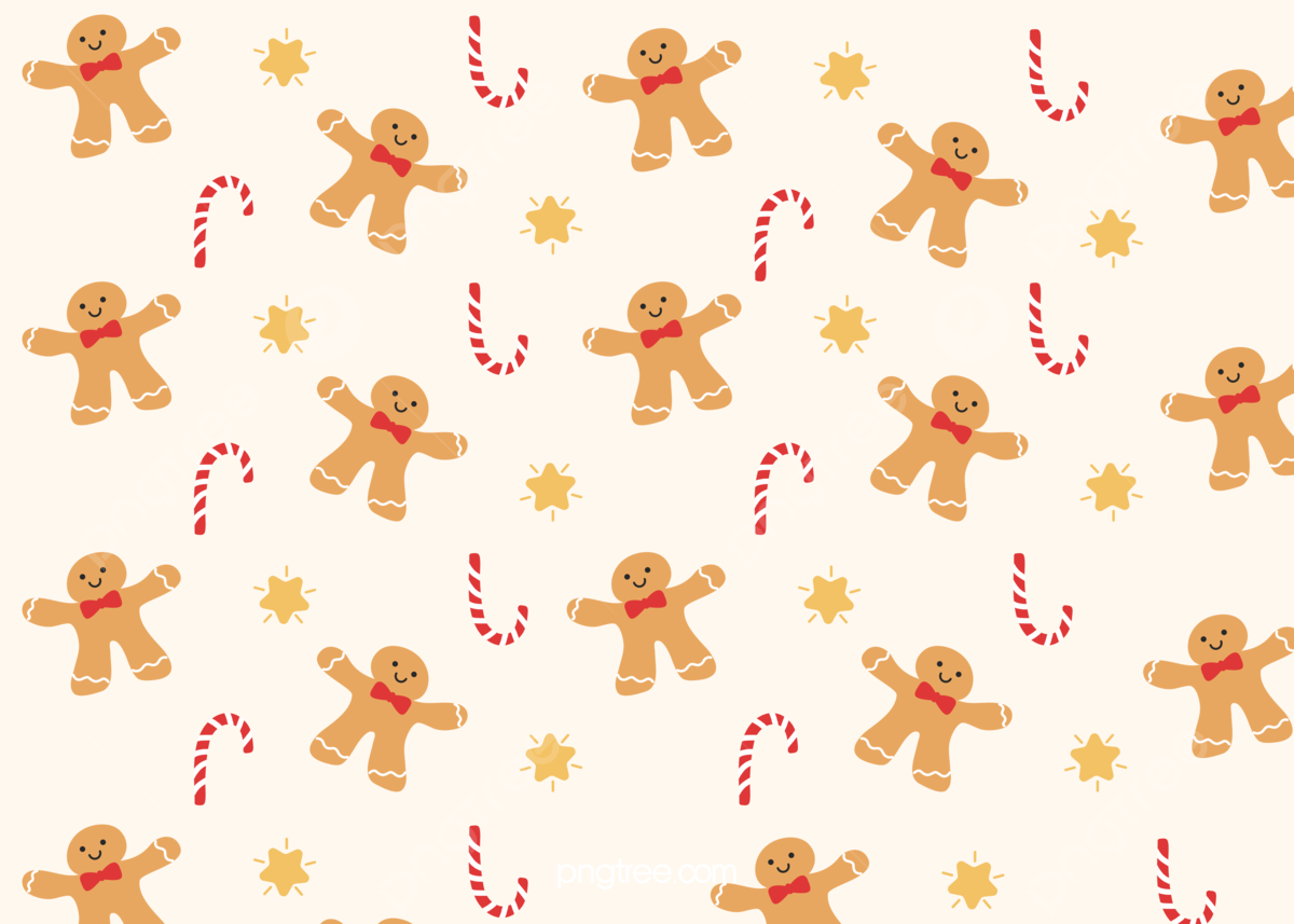 Cute Christmas Tiled Background With Gingerbread Man Stars, Christmas, Christmas Candy, Lovely Background Image for Free Download