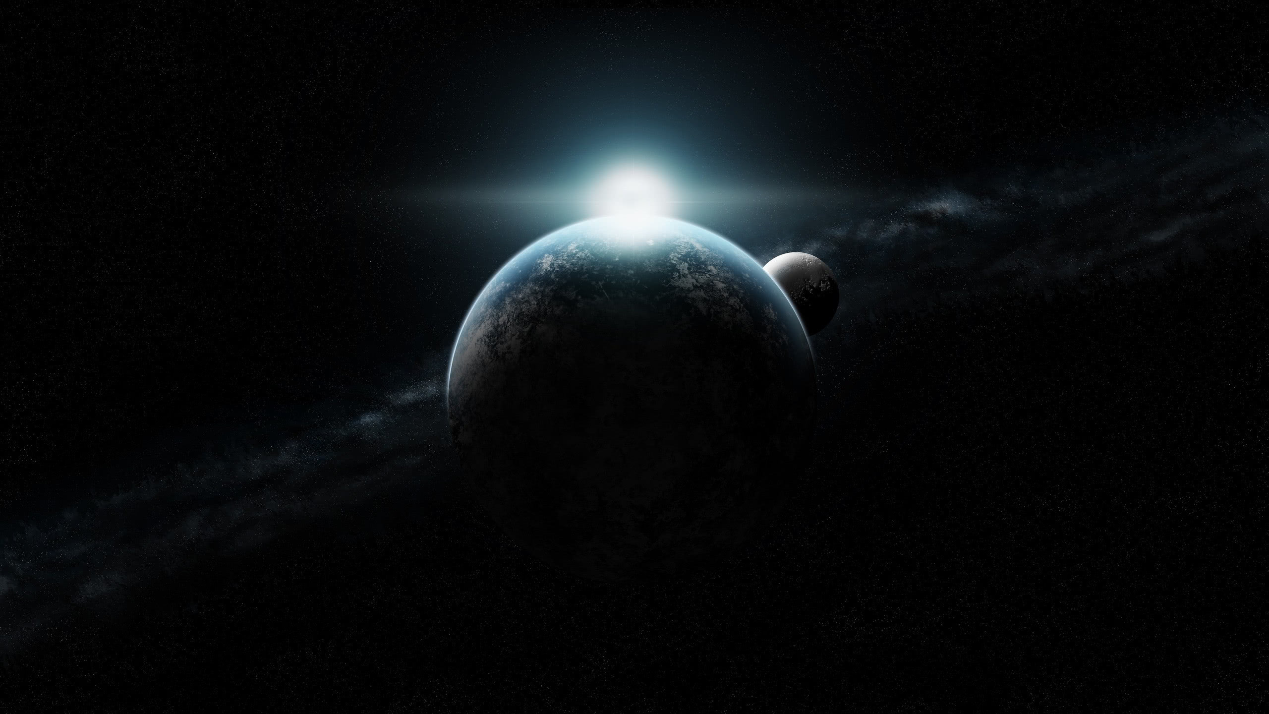 Planet Earth And Moon WQHD 1440P Wallpaper