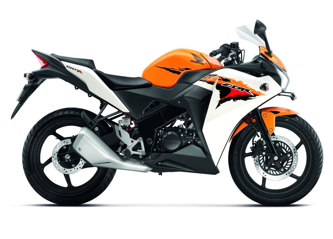 Honda CBR150R Side View 'Orange White'. Honda Cbr, Honda Bikes, Cool Bikes