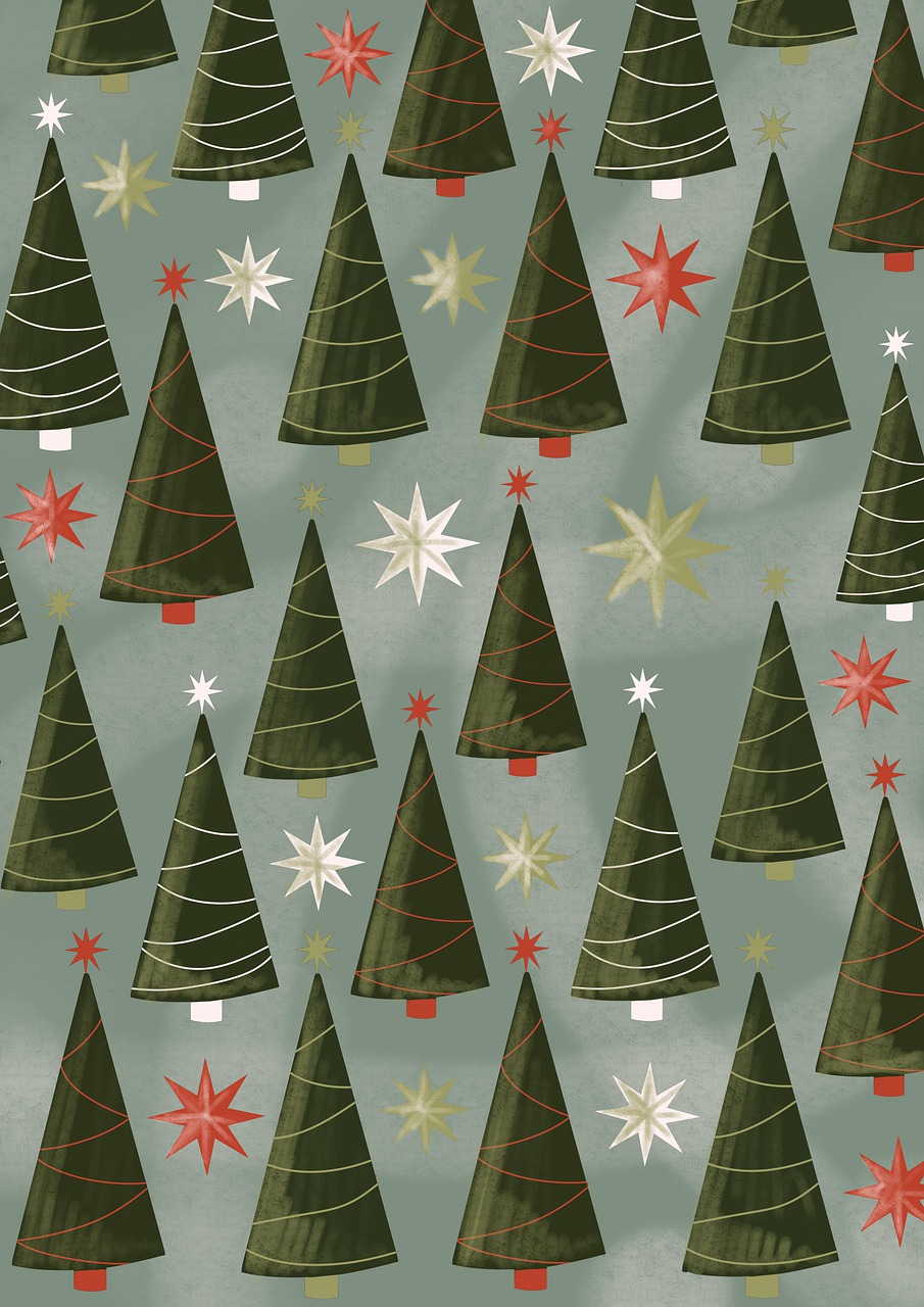 Christmas Trees, Pattern, Wallpaper
