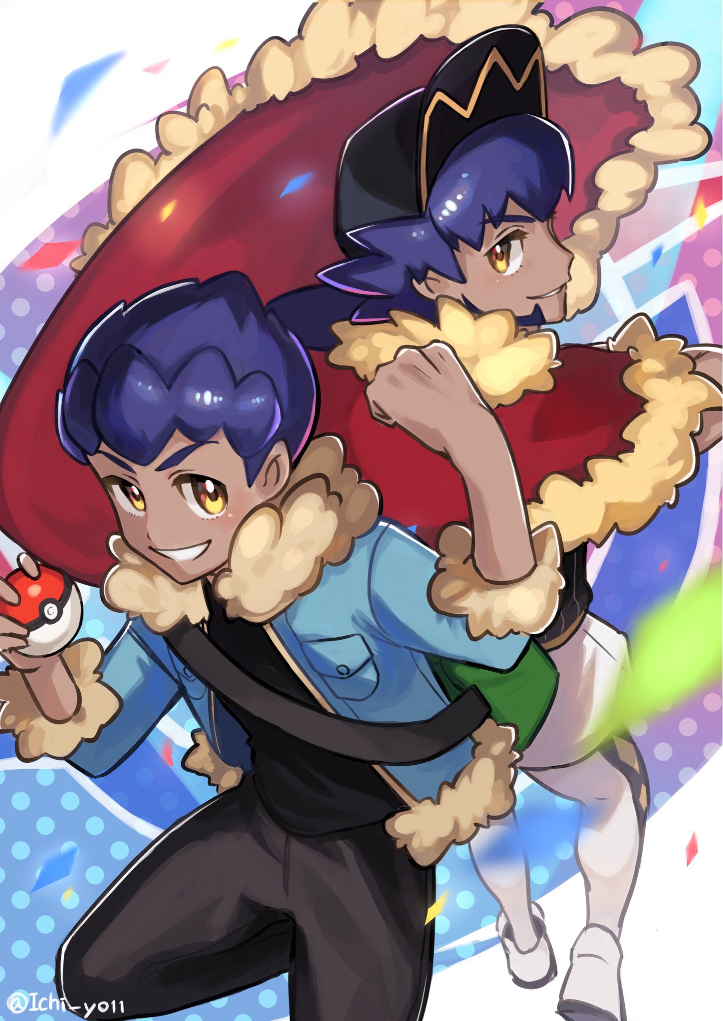 leon and hop (pokemon and 2 more) drawn