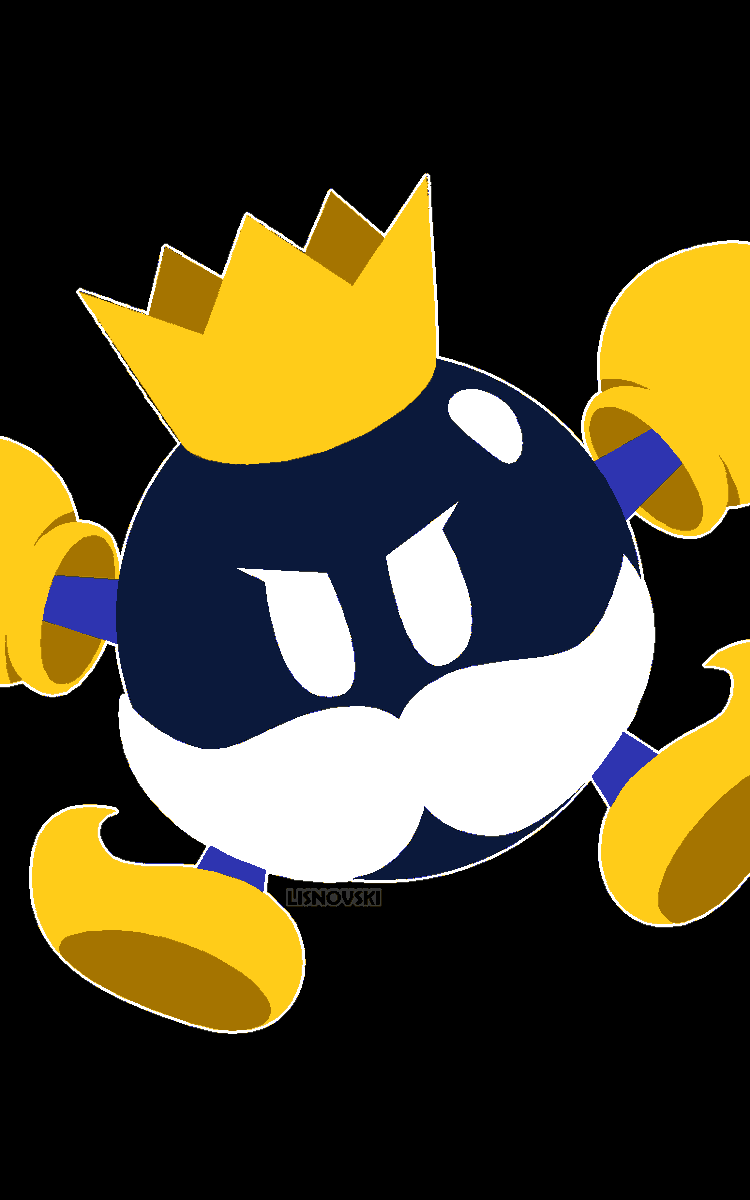 Lisnovski. Commissions! myself a simple phone wallpaper of King Bob Omb, in honor of him finally being Playable in something after 24 years #SuperMario #MarioKartTour #KingBobOmb