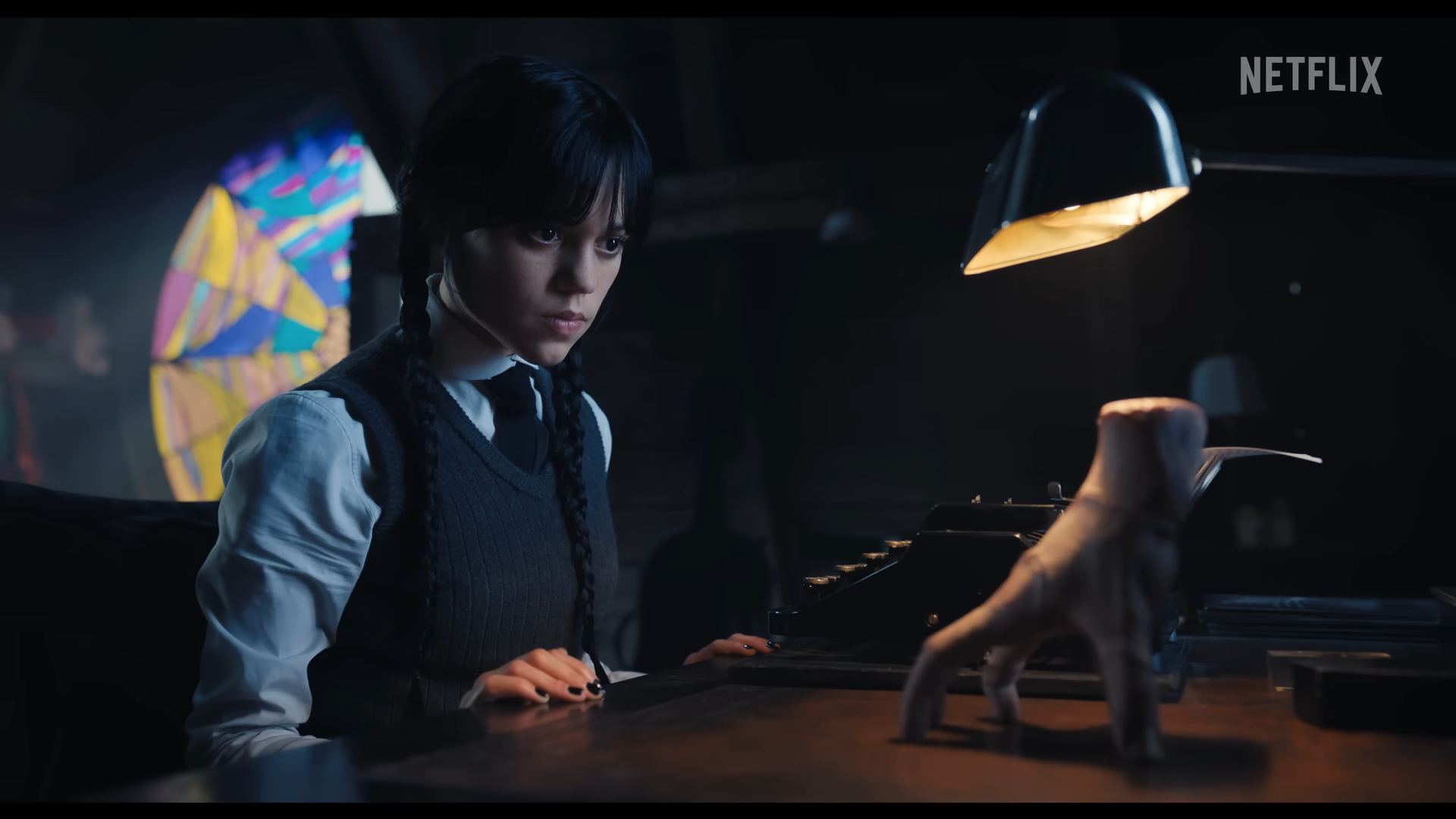 Check Out This New Clip From Tim Burton's Netflix Series “Wednesday” in Which Jenna Ortega Confronts “Thing” for Spying. Trevor Decker News
