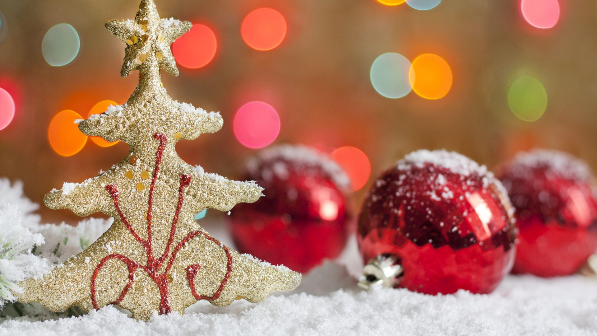 Download Wallpaper 1920x1080 Christmas Tree, Balls, Ornaments, Close Up Full HD 1080p HD Background