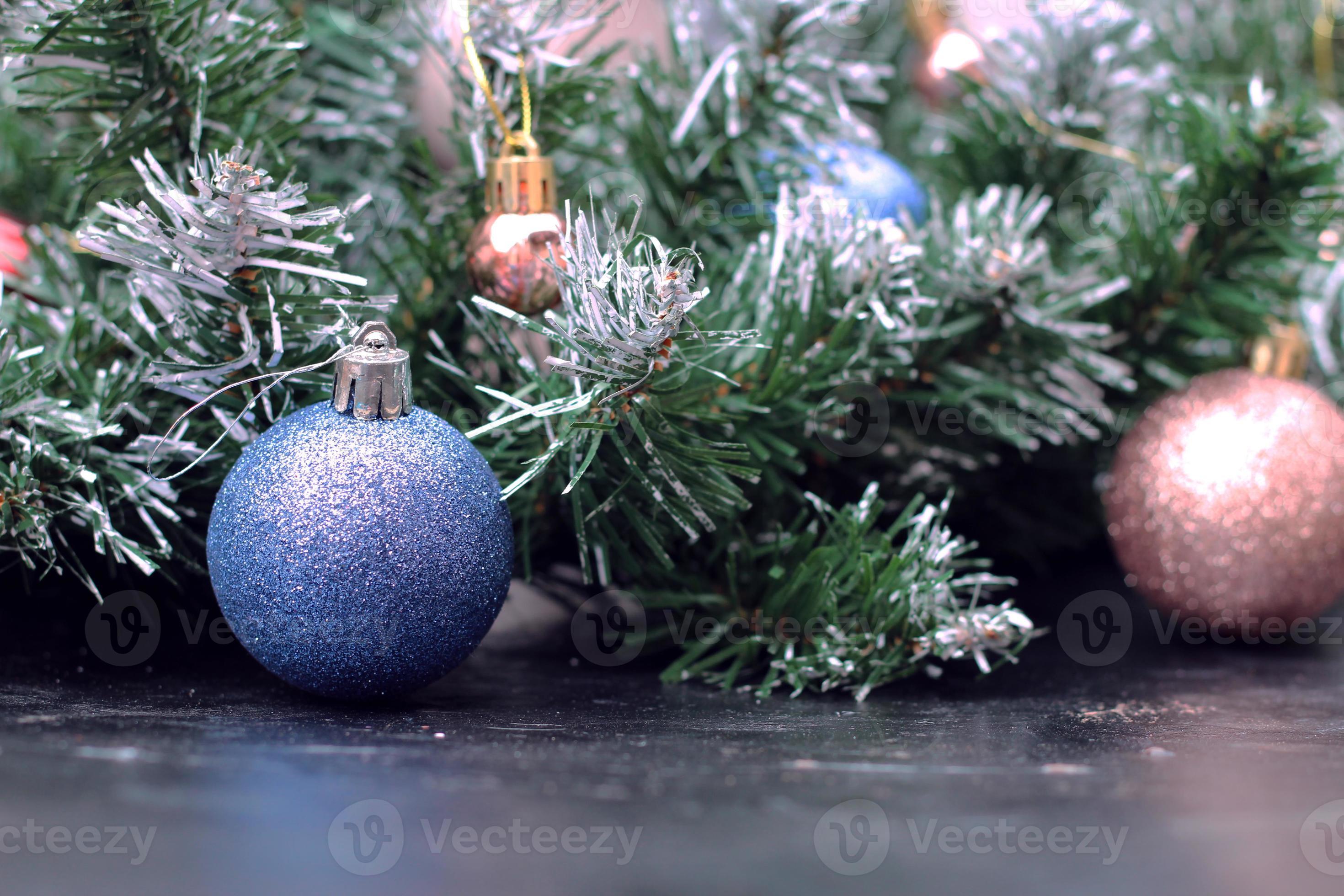 Christmas Tree Decorated With Shiny Balls Close Up, Wallpaper