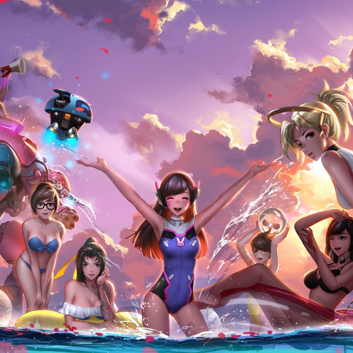 Wallpaper overwatch, girls, d.va, mercy, mei, widowmaker, fun desktop wallpaper, HD image, picture, background, 57a1ff