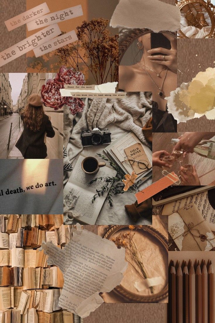 Brown aesthetic Vintage collage. Fairy wallpaper, iPhone wallpaper themes, Anime art beautiful