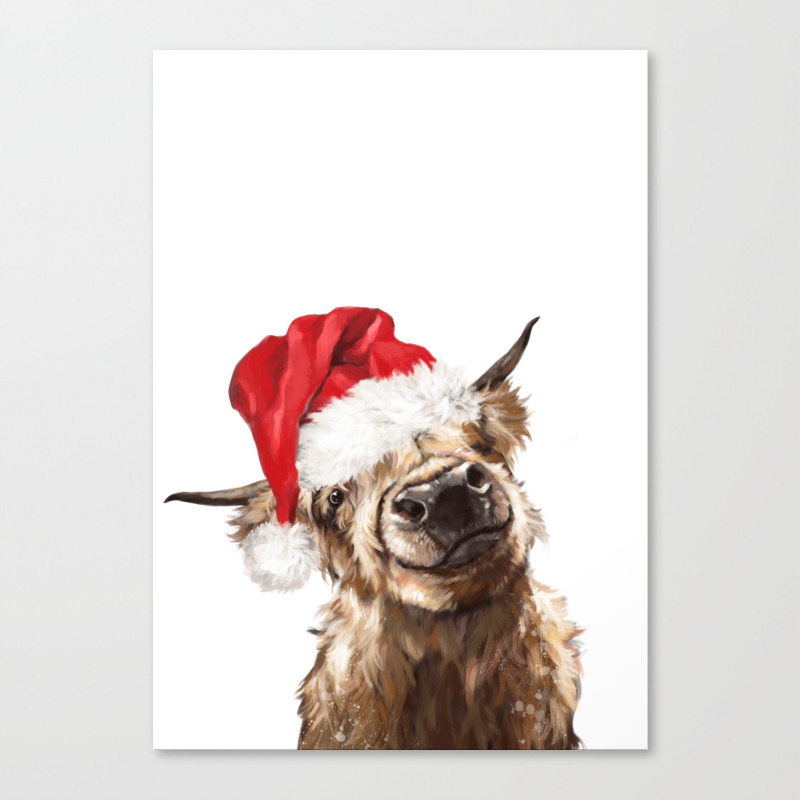 Christmas Highland Cow Canvas Print by Big Nose Work