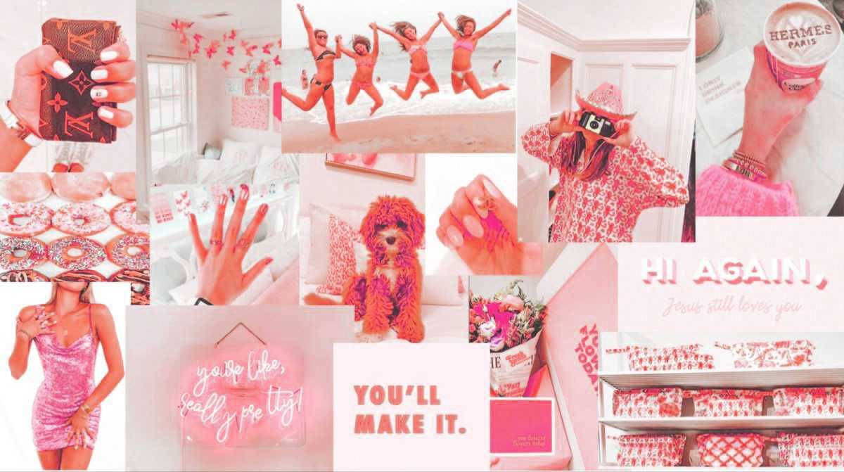 Download Aesthetic Preppy Pink Collage Wallpaper
