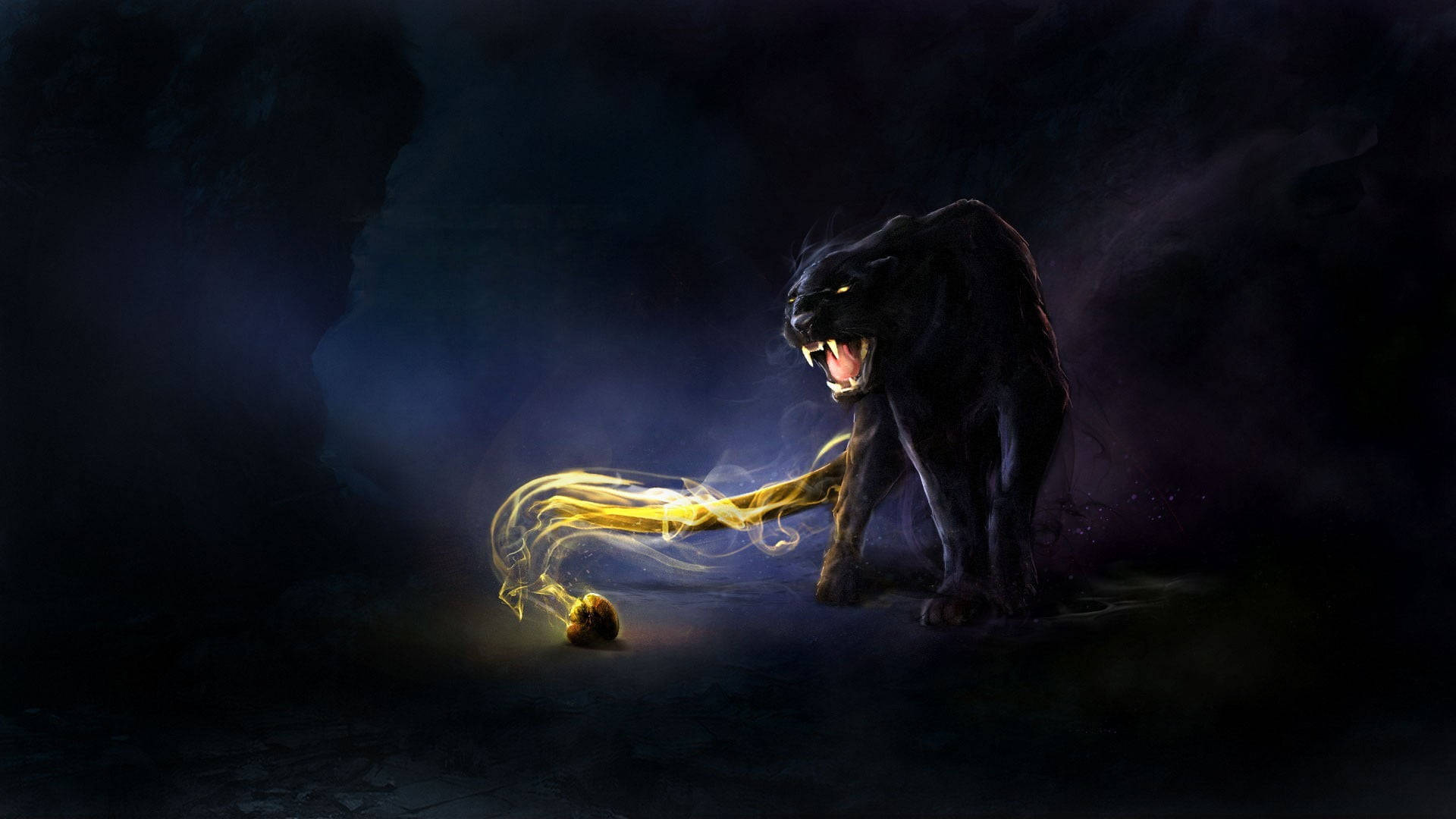 Download Black Panther Animal Yellow Light Wallpaper