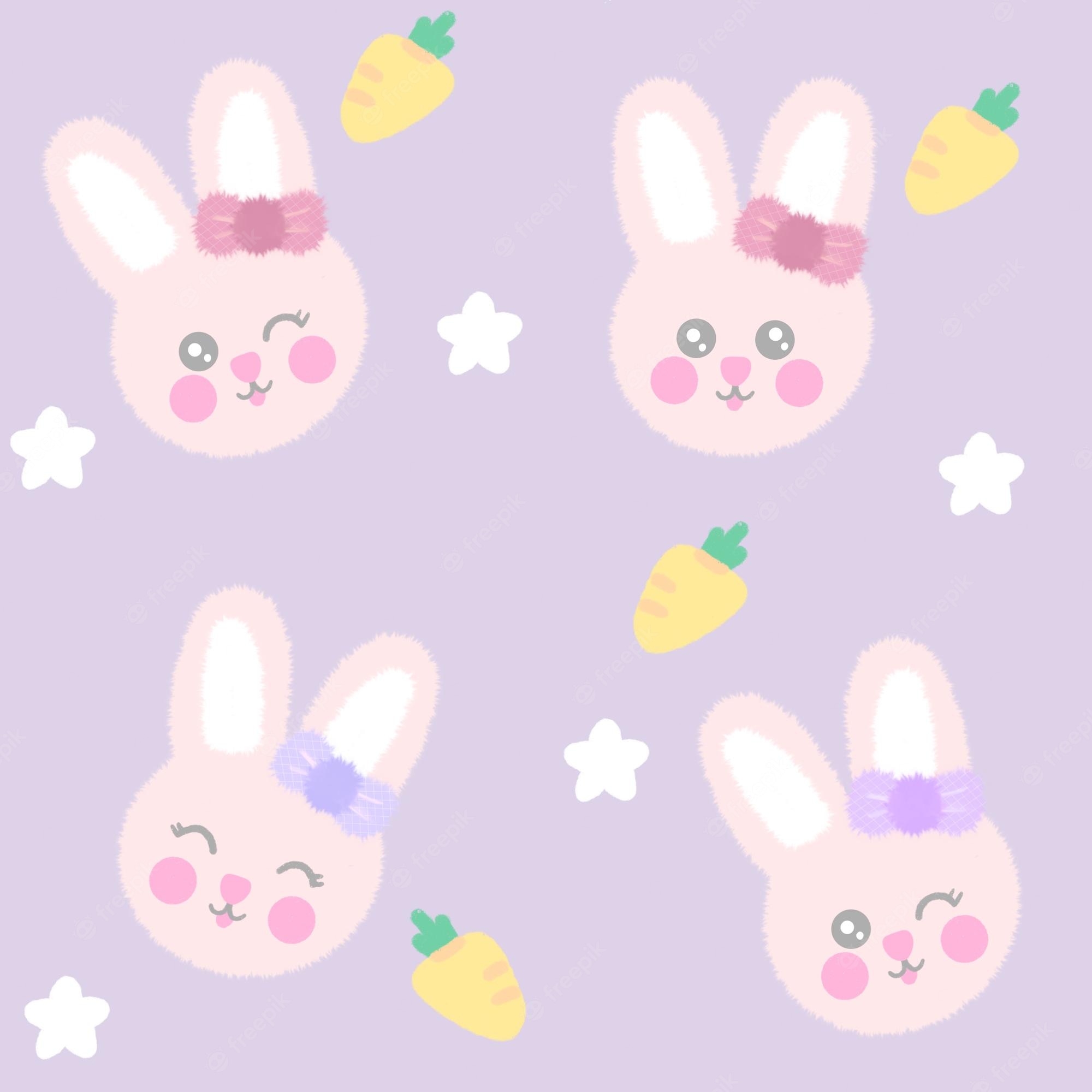 Premium Photo. Seamless small cute rabbit pattern on purple background, can be used for textile, wallpaper, clothi