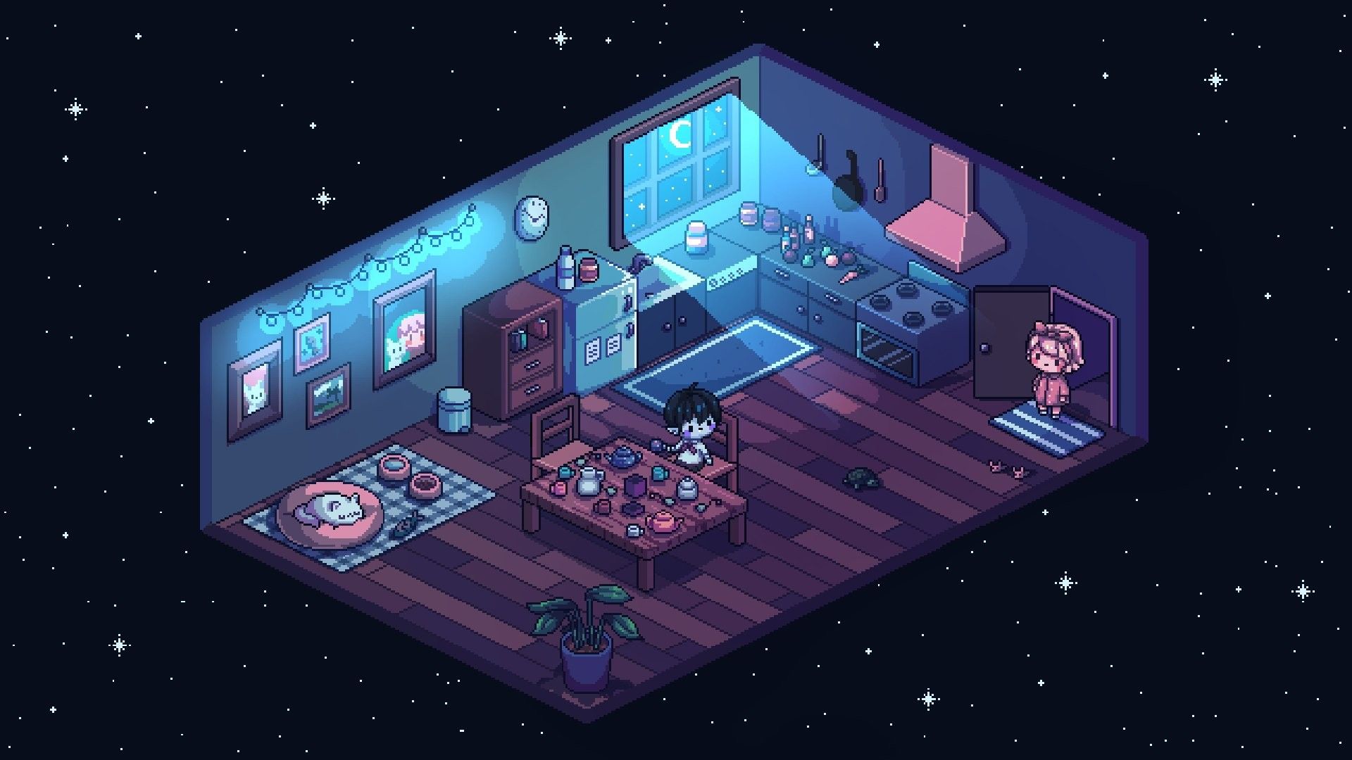 Pixel art > Cozy Night Indoors > Interior Home Design > Isometric > pixelart. silkanide. Isometric art, Pixel art, Pixel art landscape