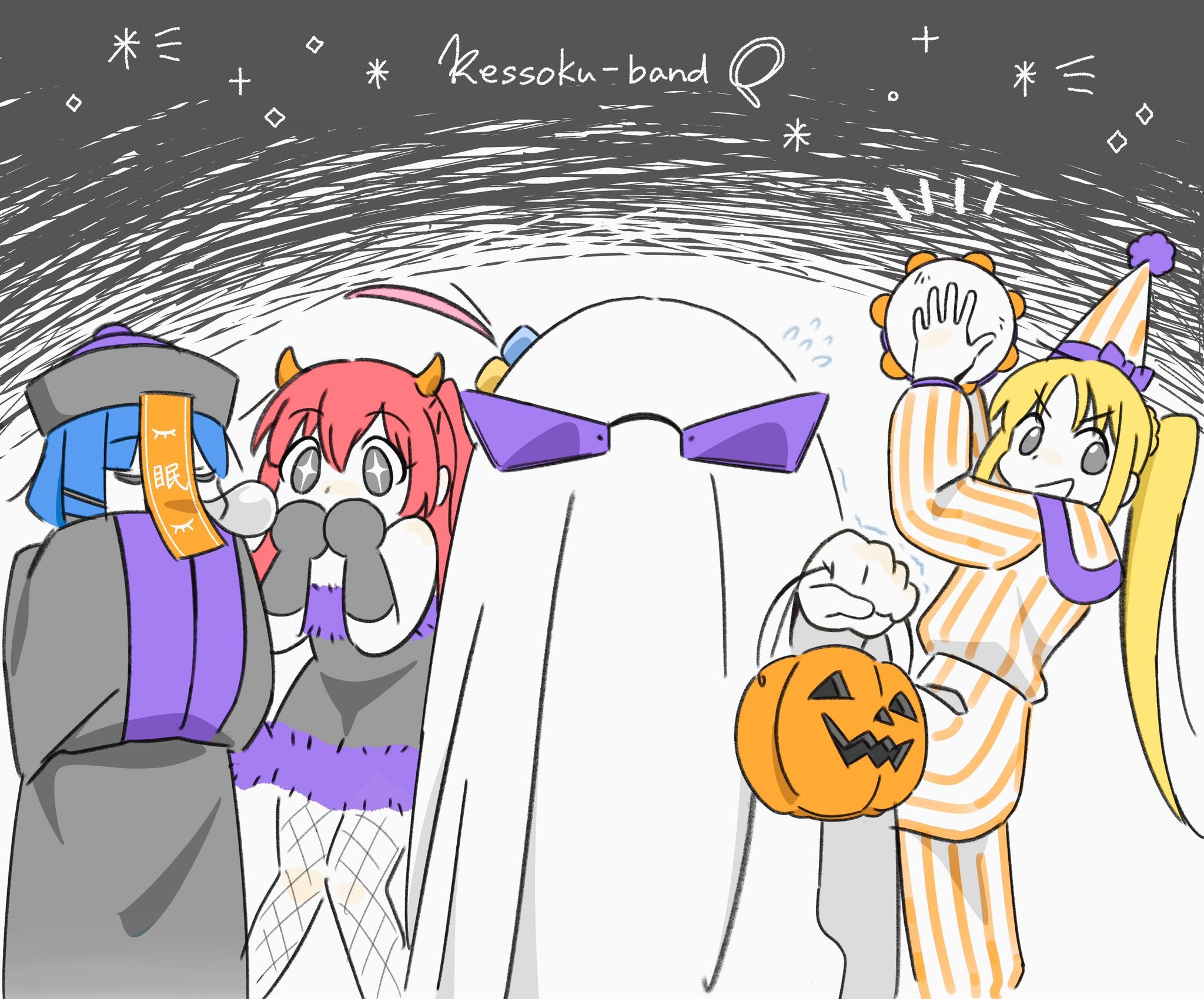 Halloween Kessoku Band Illustration By Prop Accessories Designer, なが @ikaganmi