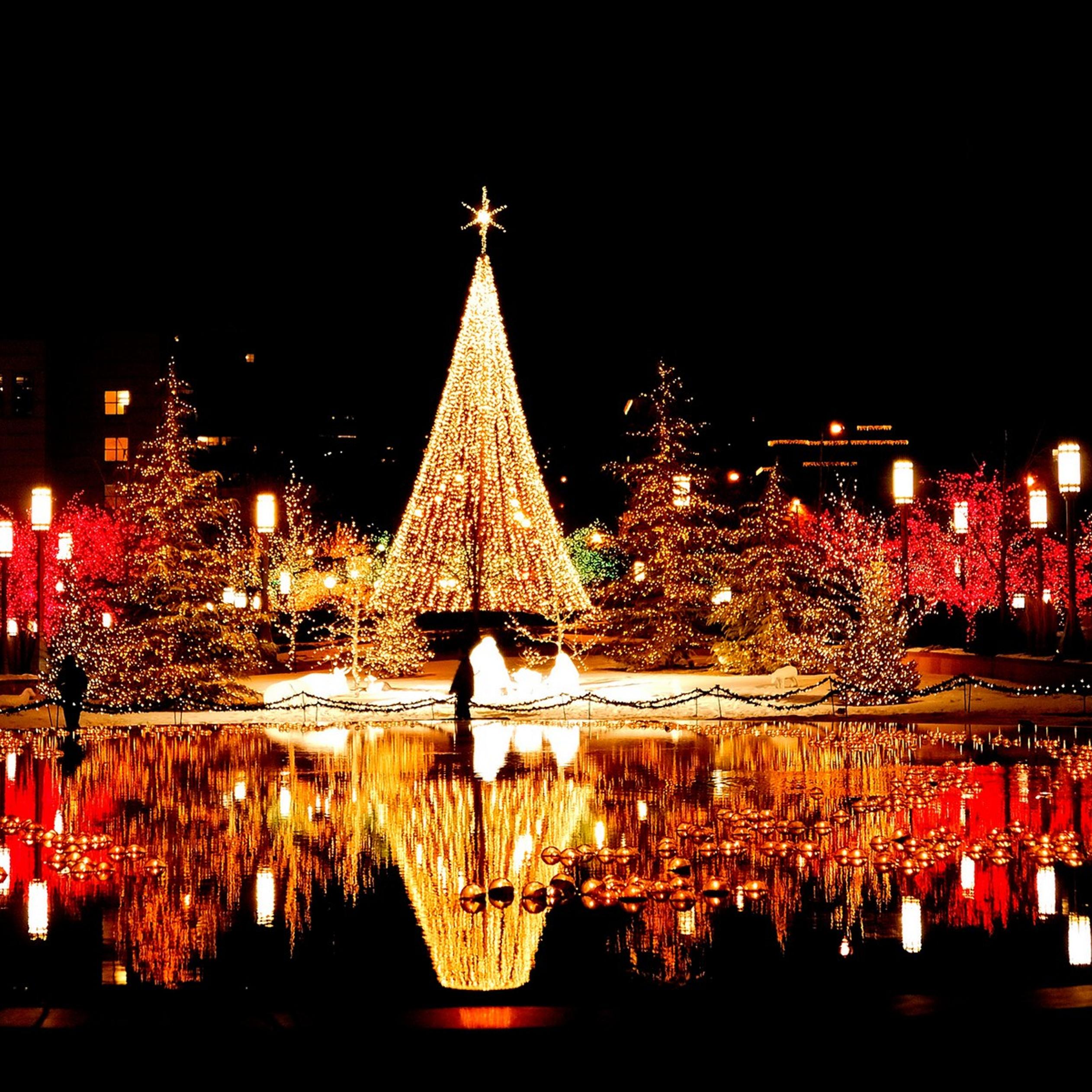 Wonderful Christmas decorations in the city by night -Mirror