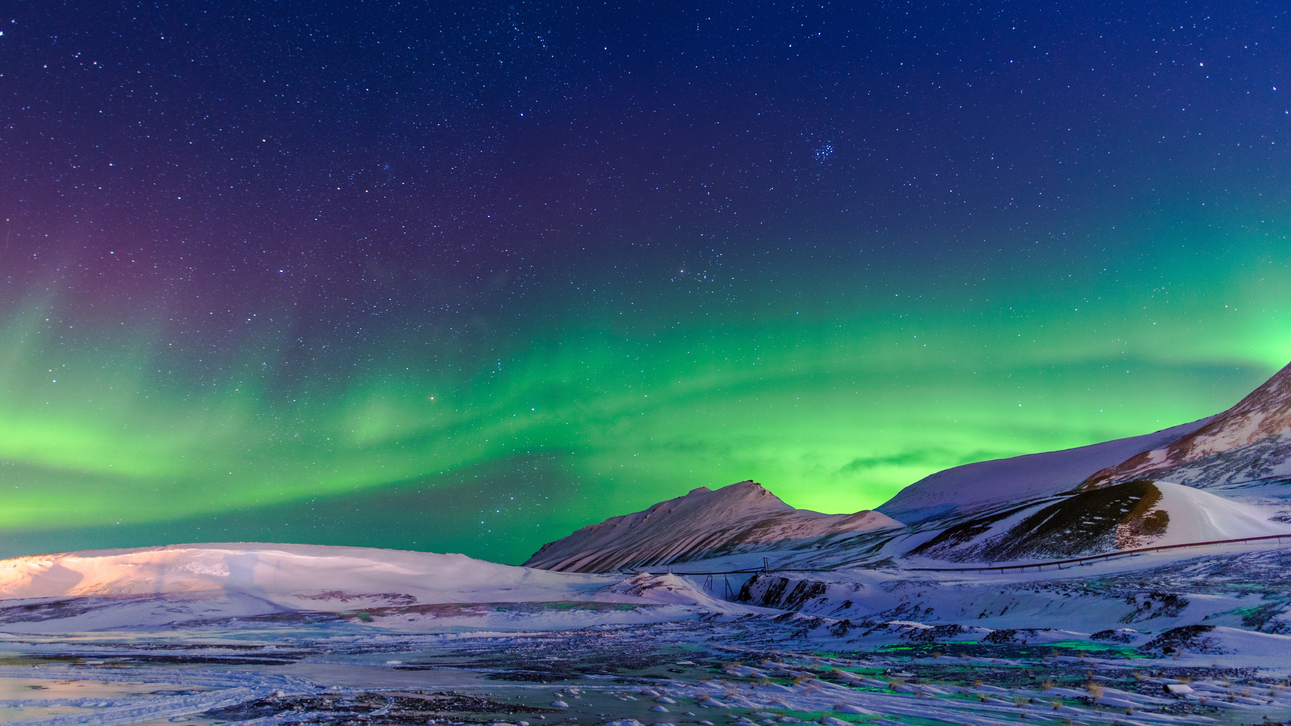 Northern Lights Wallpaper 4K, Norway, Aurora Borealis, Winter