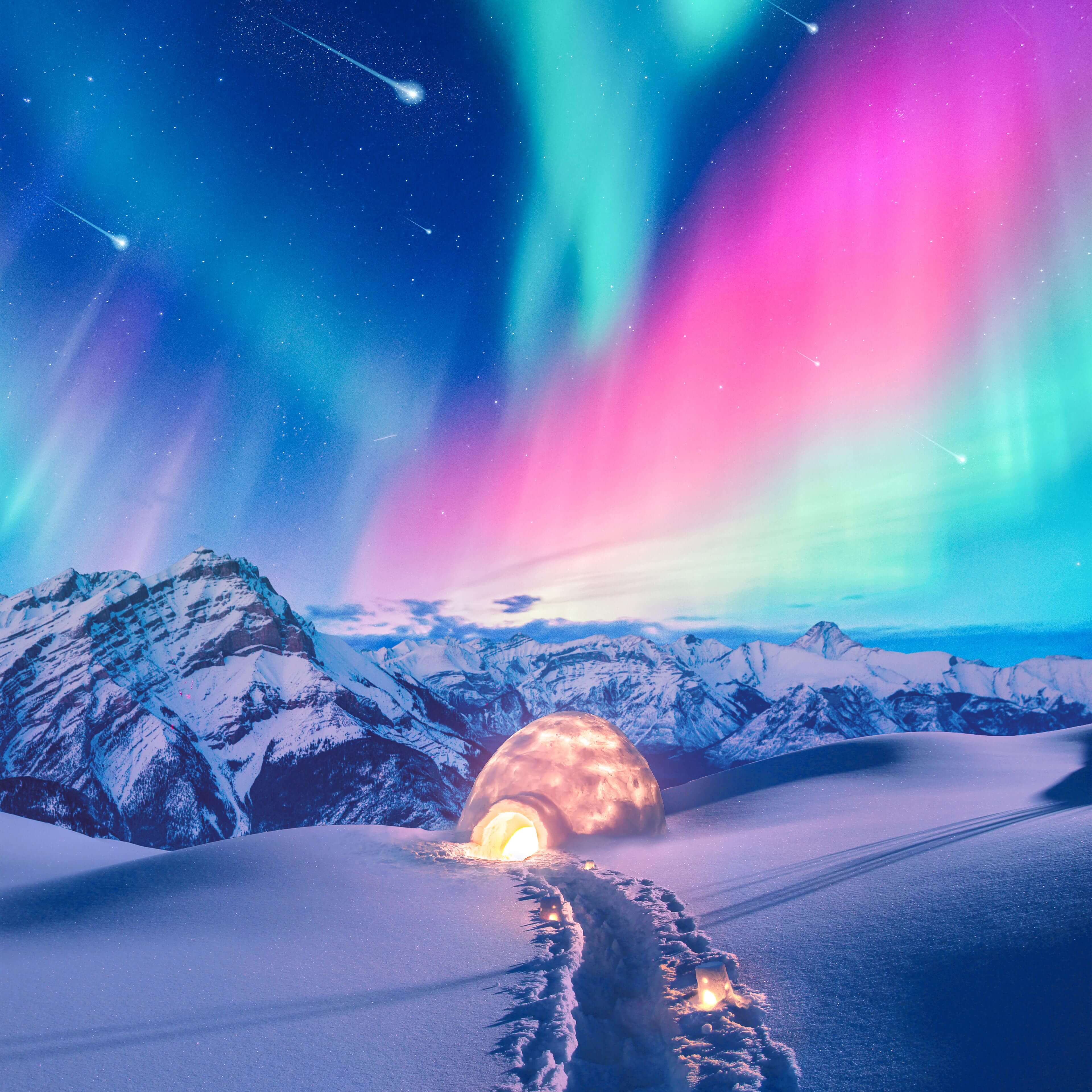 aurora, northern lights, snow, winter, nature, hd, 4k Gallery HD Wallpaper