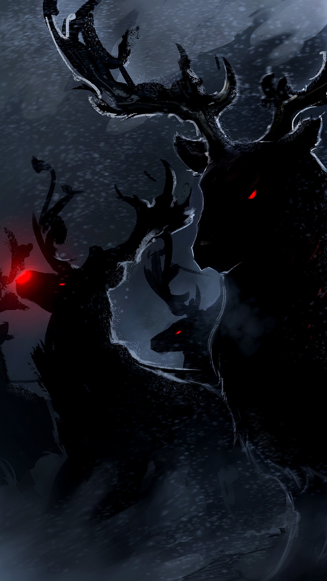 Wallpaper / Holiday Christmas Phone Wallpaper, Dark, Reindeer, 1080x1920 free download