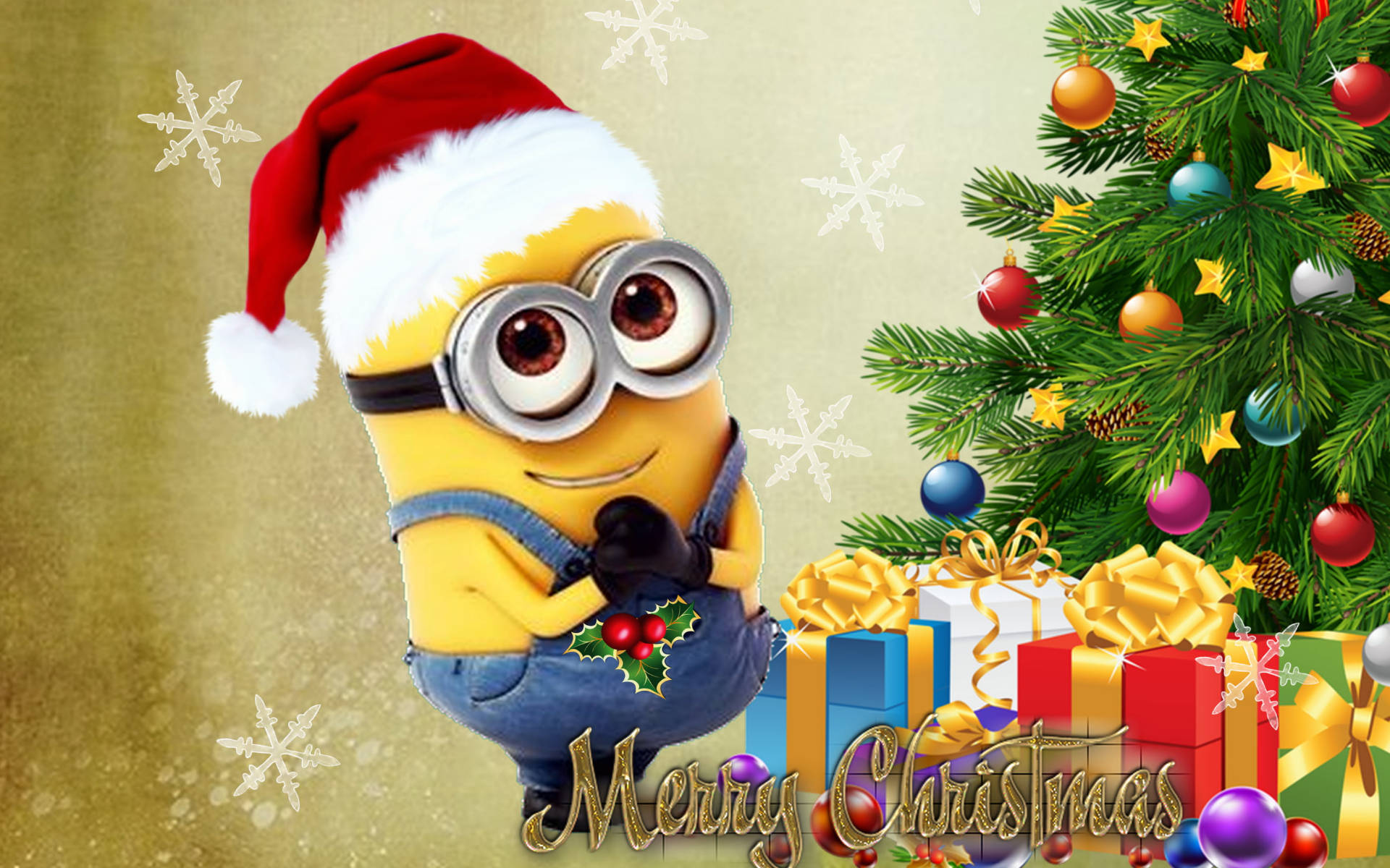 Download Animated Cartoon Minion Merry Christmas Wallpaper