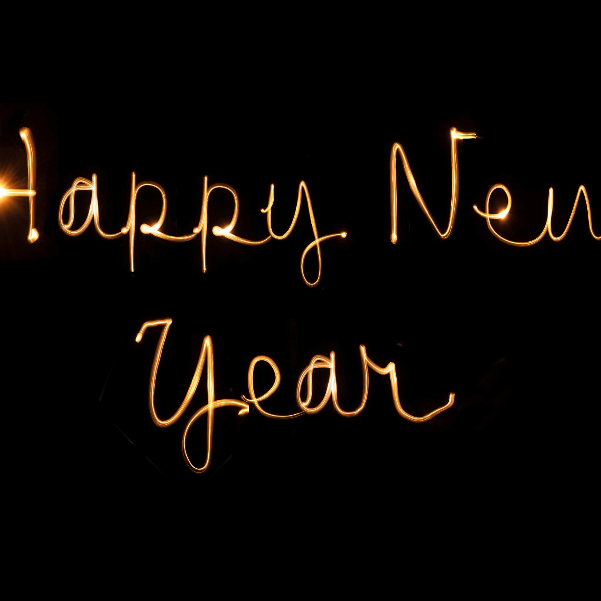 Happy New Year Wallpaper 4K, Black background