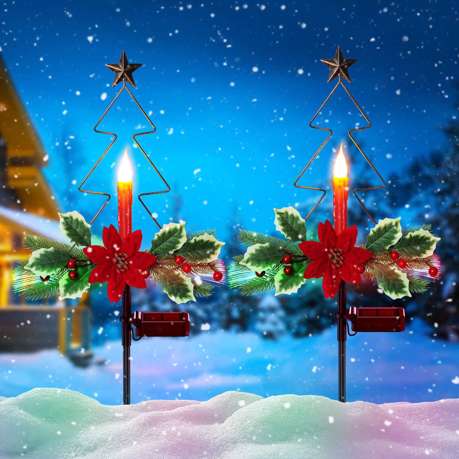 The Holiday Aisle® Outdoor Solar Light Christmas Decorations Garden Stake & Reviews