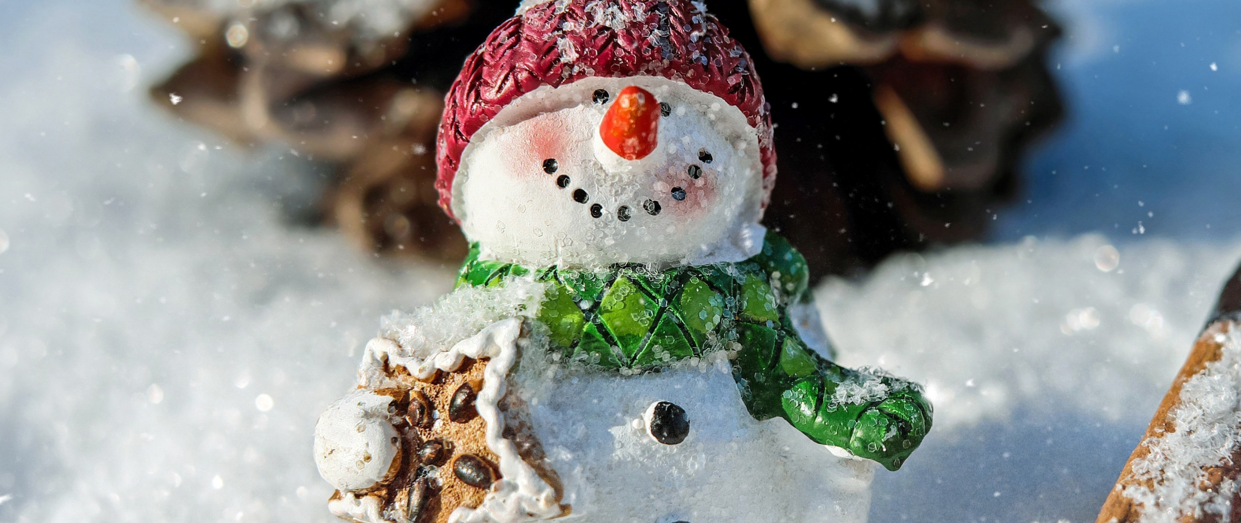 Download wallpaper 2560x1080 winter, snowman, funny, holiday, christmas, dual wide 2560x1080 HD background, 16048