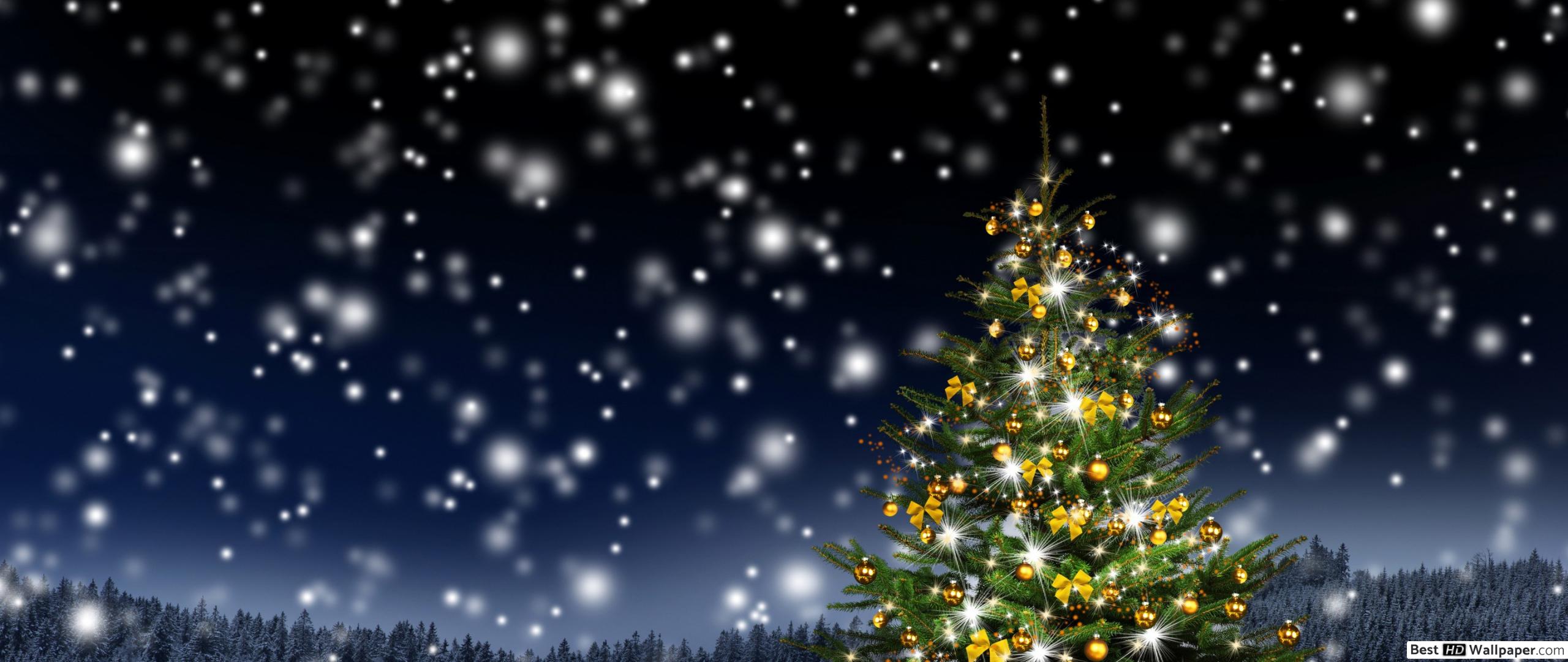 Snow And Christmas Lights