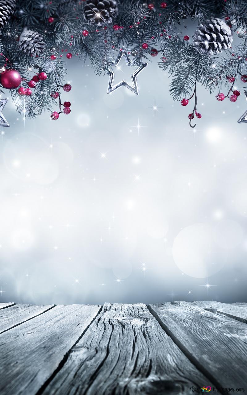 Christmas Gift Card Snow and Wood HD wallpaper download