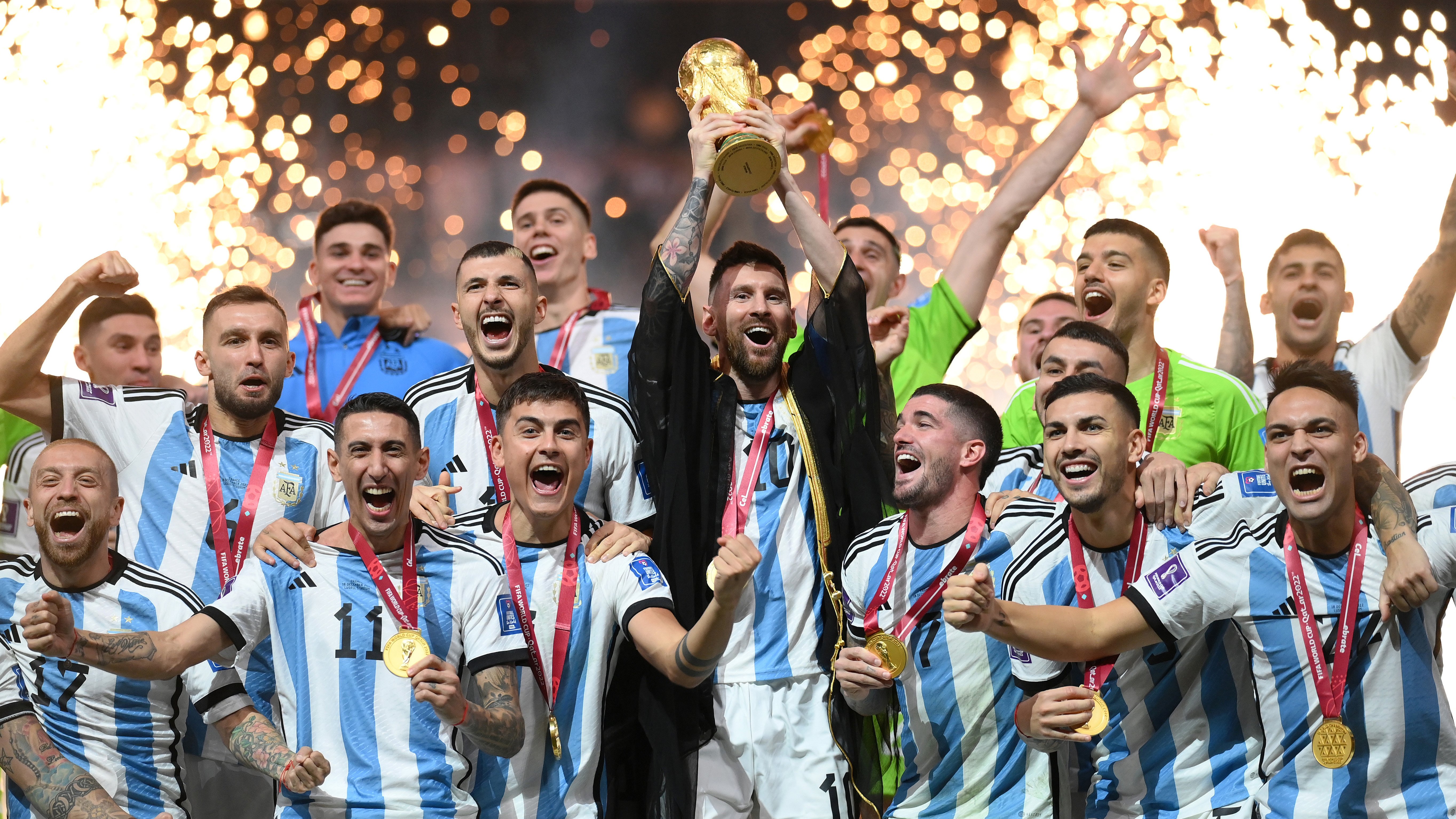 FIFA World Cup 2022 final: Lionel Messi robe photo at Argentina trophy presentation