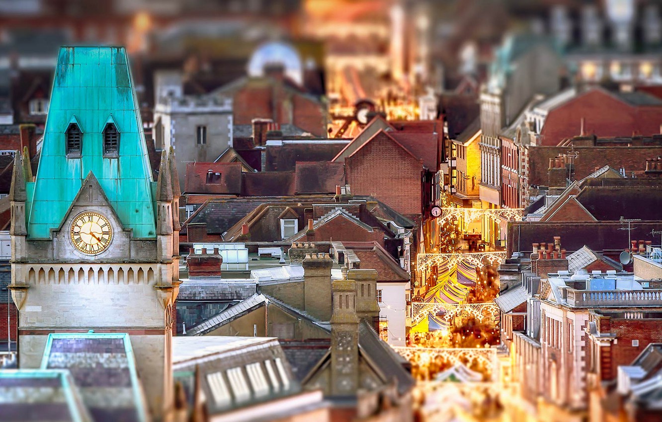 Wallpaper England, home, Christmas, panorama, Hampshire, Winchester image for desktop, section город
