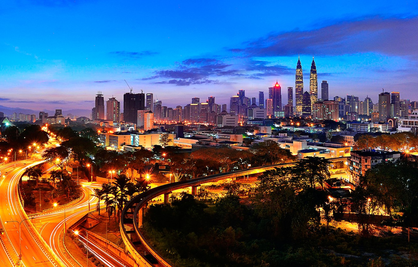 Wallpaper the sky, landscape, night, lights, street, home, panorama image for desktop, section город