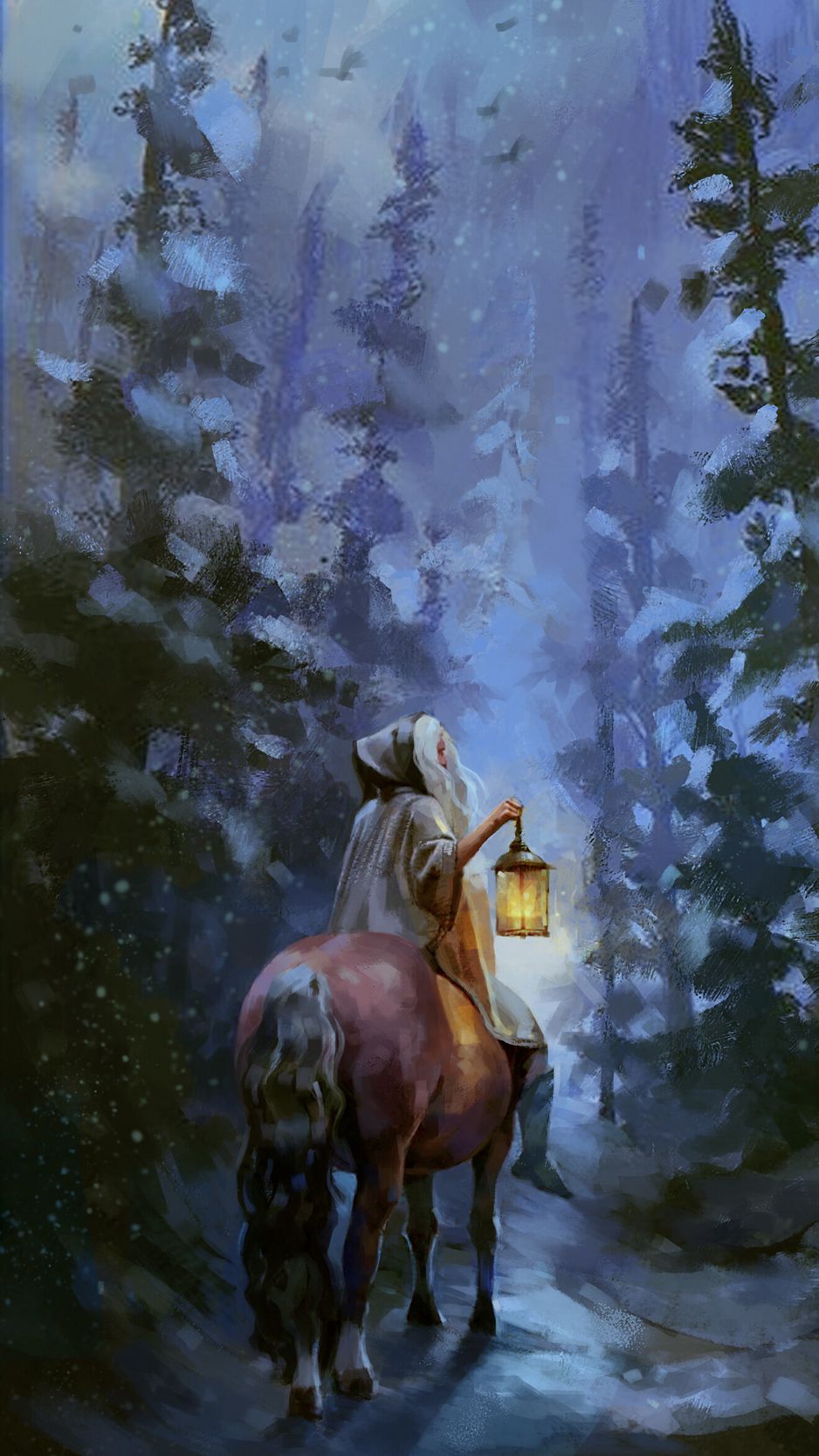 Download Wallpaper 938x1668 Horse, Traveler, Snow Iphone 8 7 6s 6 For Parallax HD Background