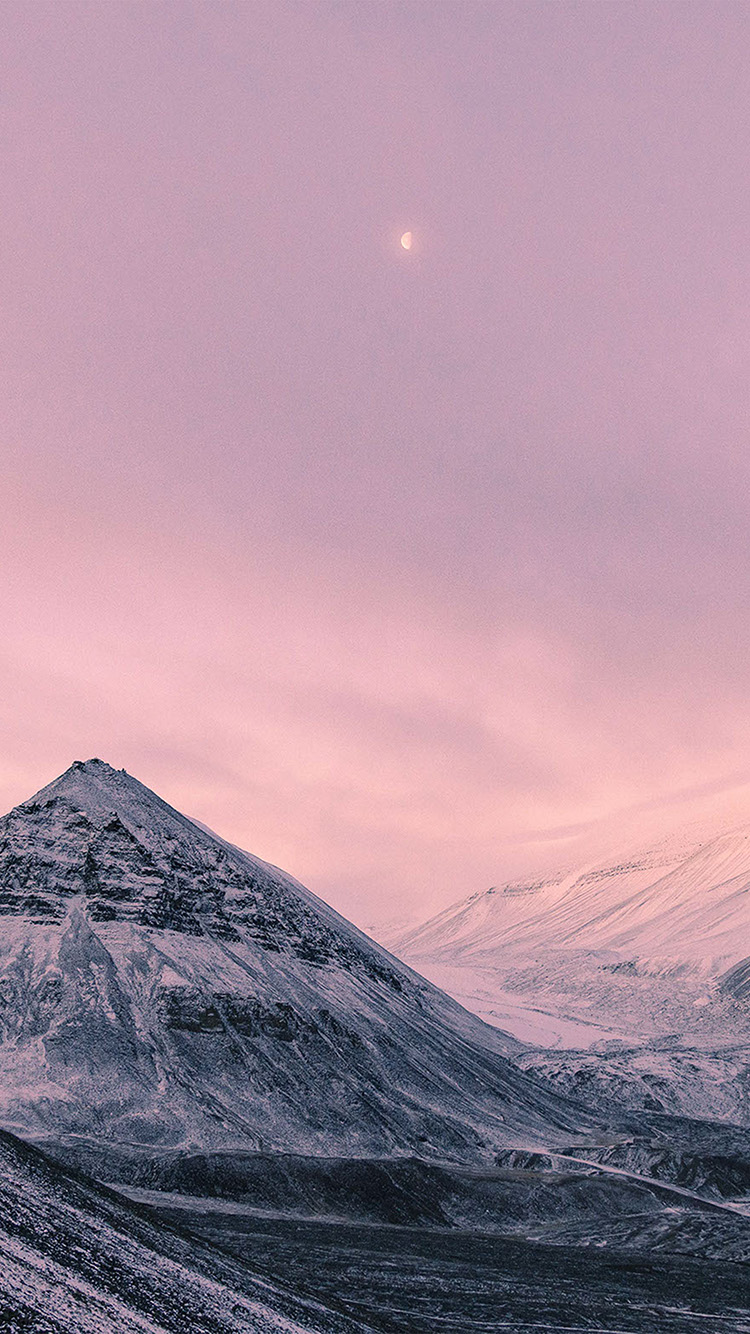 iPhone 6 wallpaper. snow winter moon mountain nature pink
