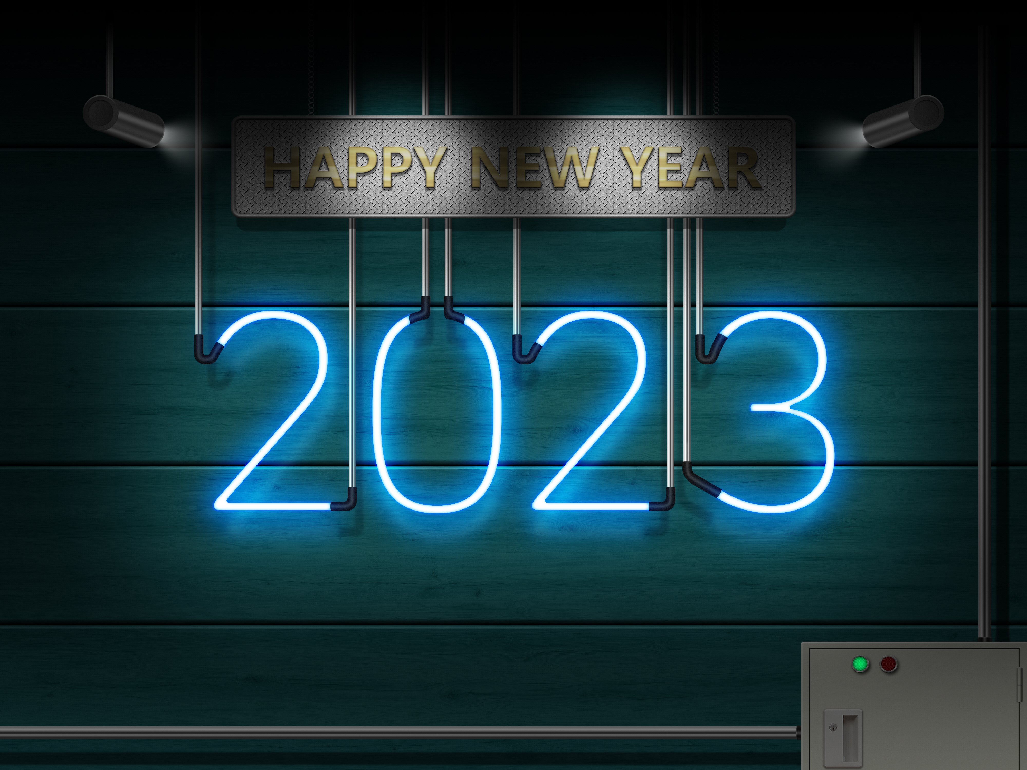 New Year 2023 Year Neon Sign Neon Wallpaper:4000x3000