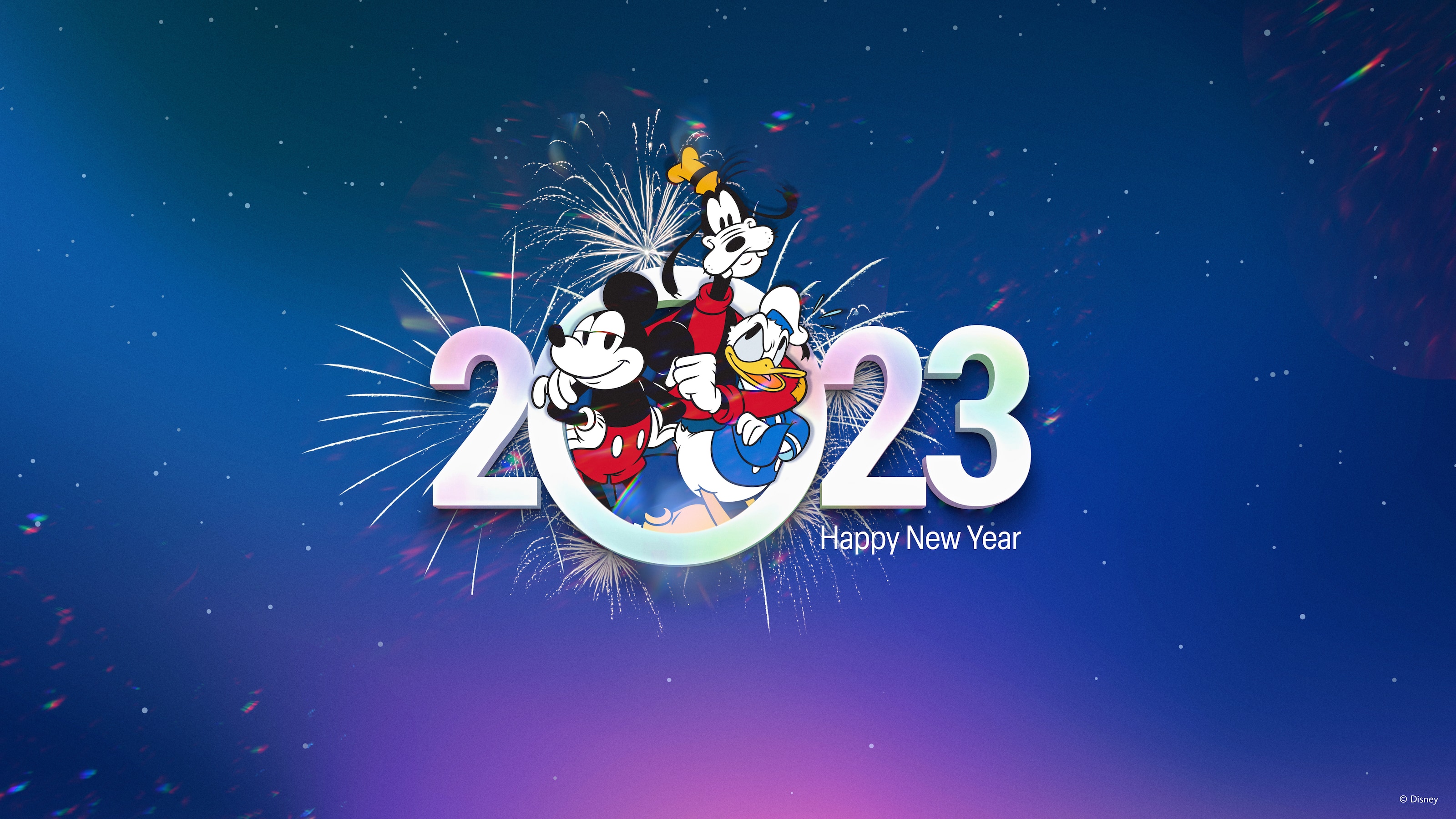 Happy New Year 2023 From Mickey Mouse, Donald Duck And Goofy