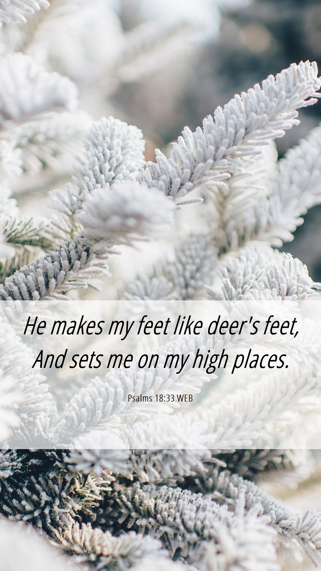 Psalms 18:33 WEB Mobile Phone Wallpaper makes my feet like deer's feet, And sets me on