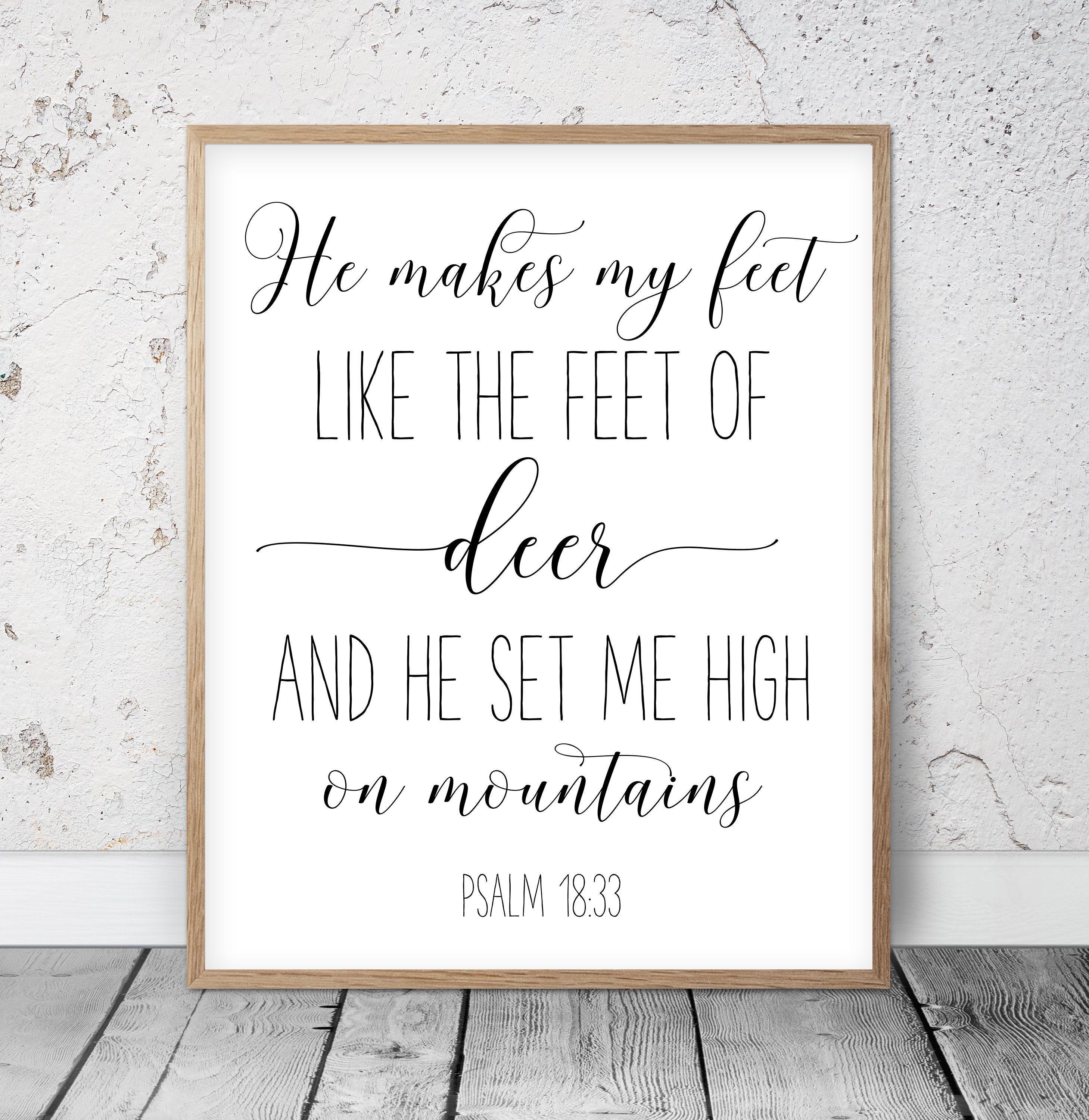 He Makes My Feet Like The Feet Of Deer, Psalm 18:33 Bible Verse Poster Print Print Studio